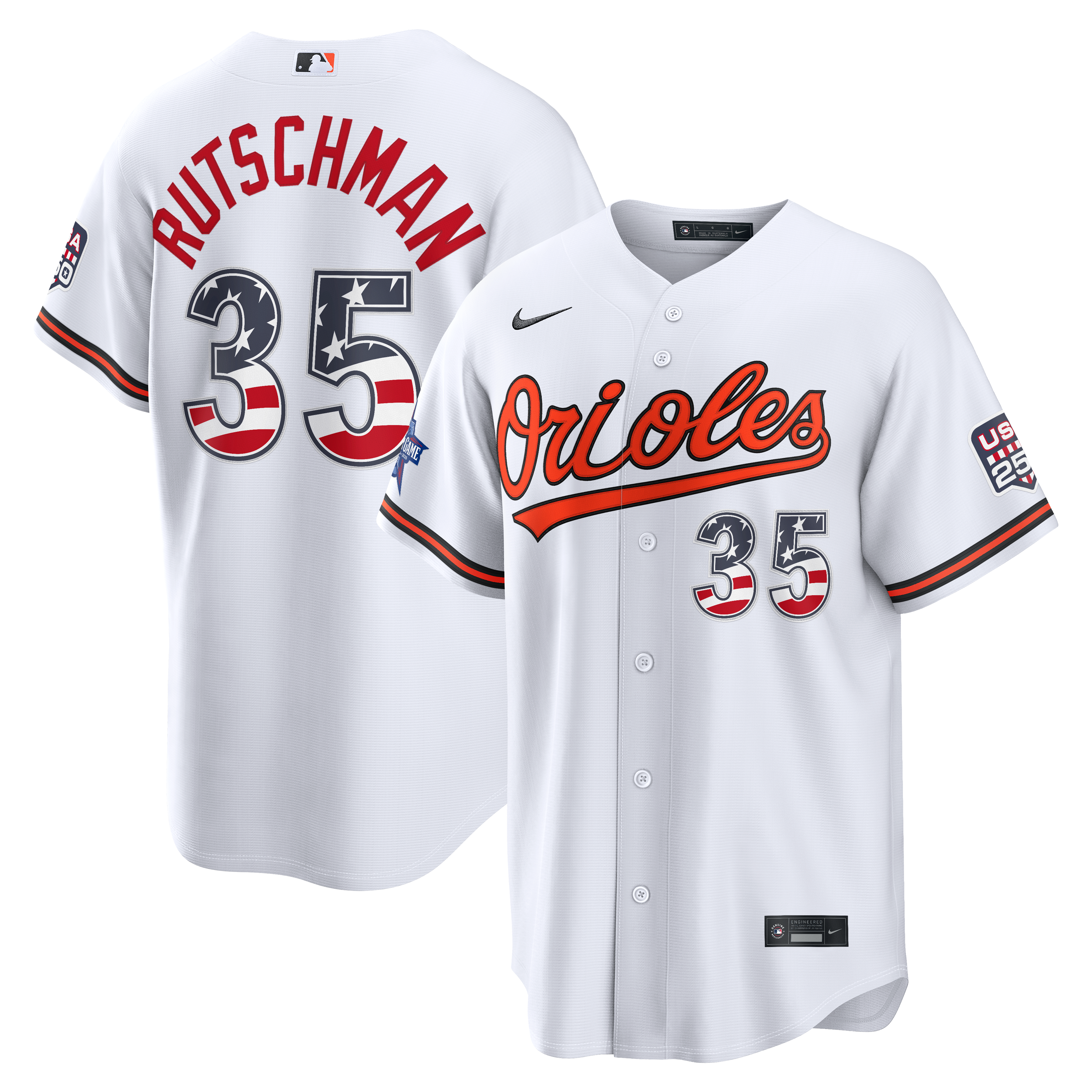 2026 All-Star Edition Stars & Stripes Baltimore Orioles Adley Rutschman White Stadium Jersey