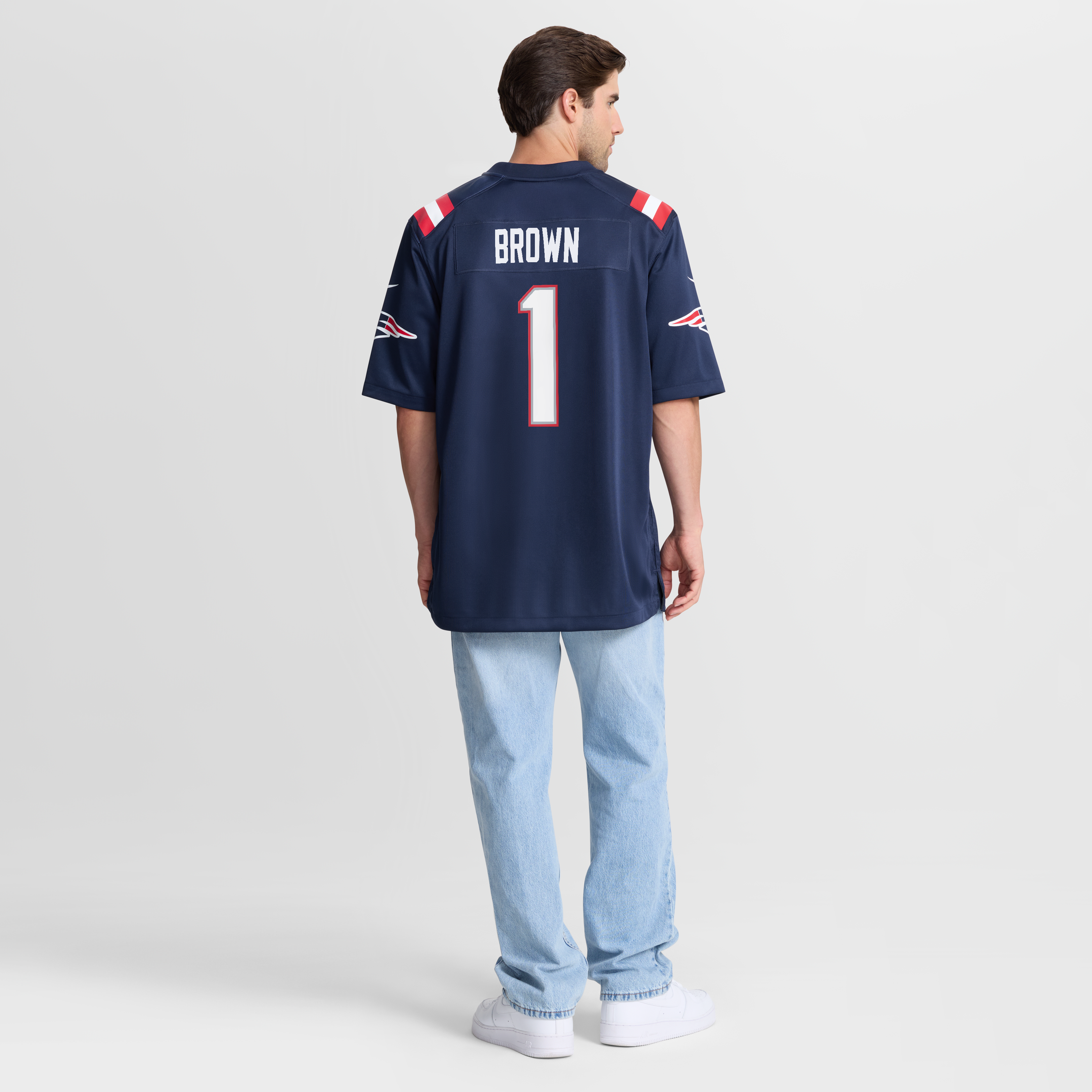 A.J. Brown New England Patriots Team Game Jersey - Navy - Image 4