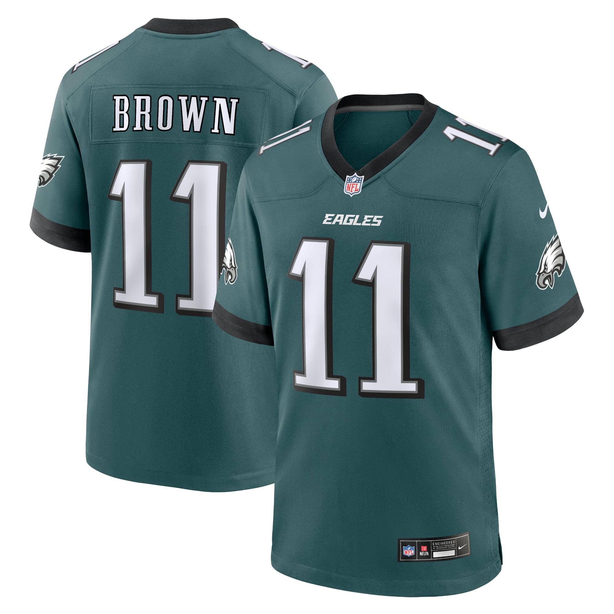 A.J. Brown Philadelphia Eagles Alternate Game Player Jersey - Midnight Green - Image 2