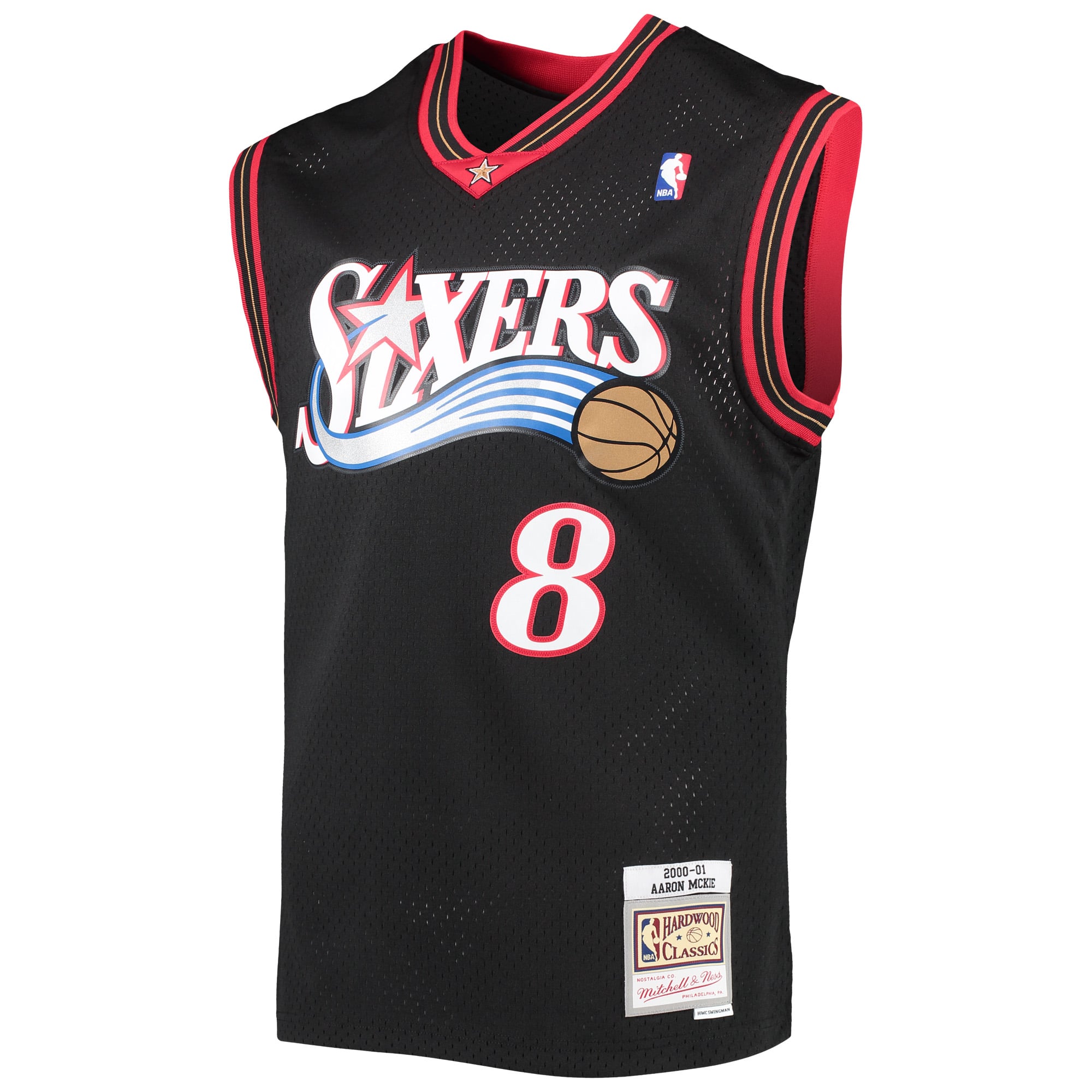 Aaron McKie Philadelphia 76ers Hardwood Classics Swingman Jersey - Black - Image 3