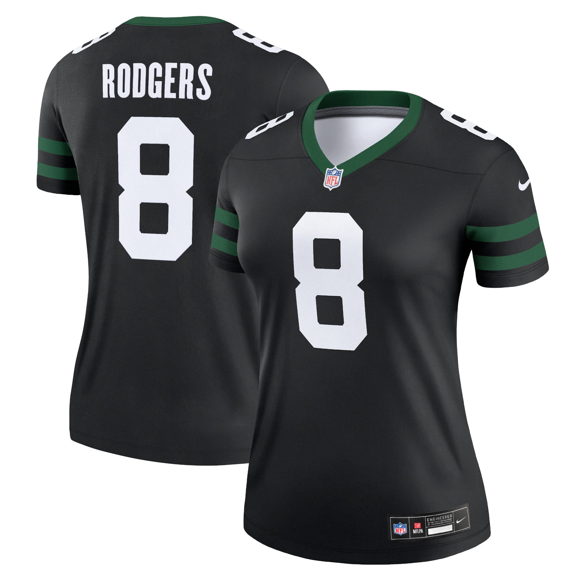 Aaron Rodgers New York Jets Women's Alternate Legend Player Performance Top - Legacy Black - Black - Image 2
