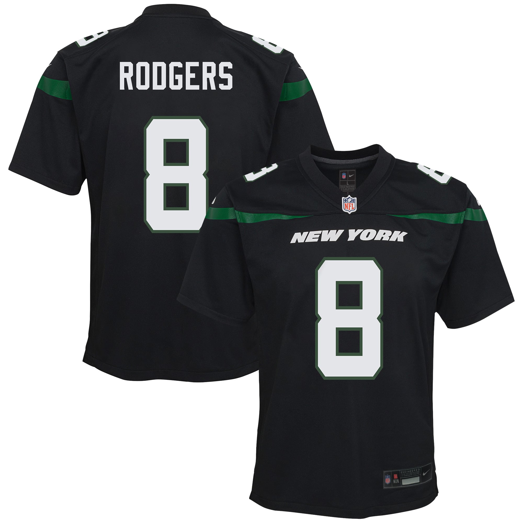 Aaron Rodgers New York Jets Youth Game Jersey - Black - Image 2