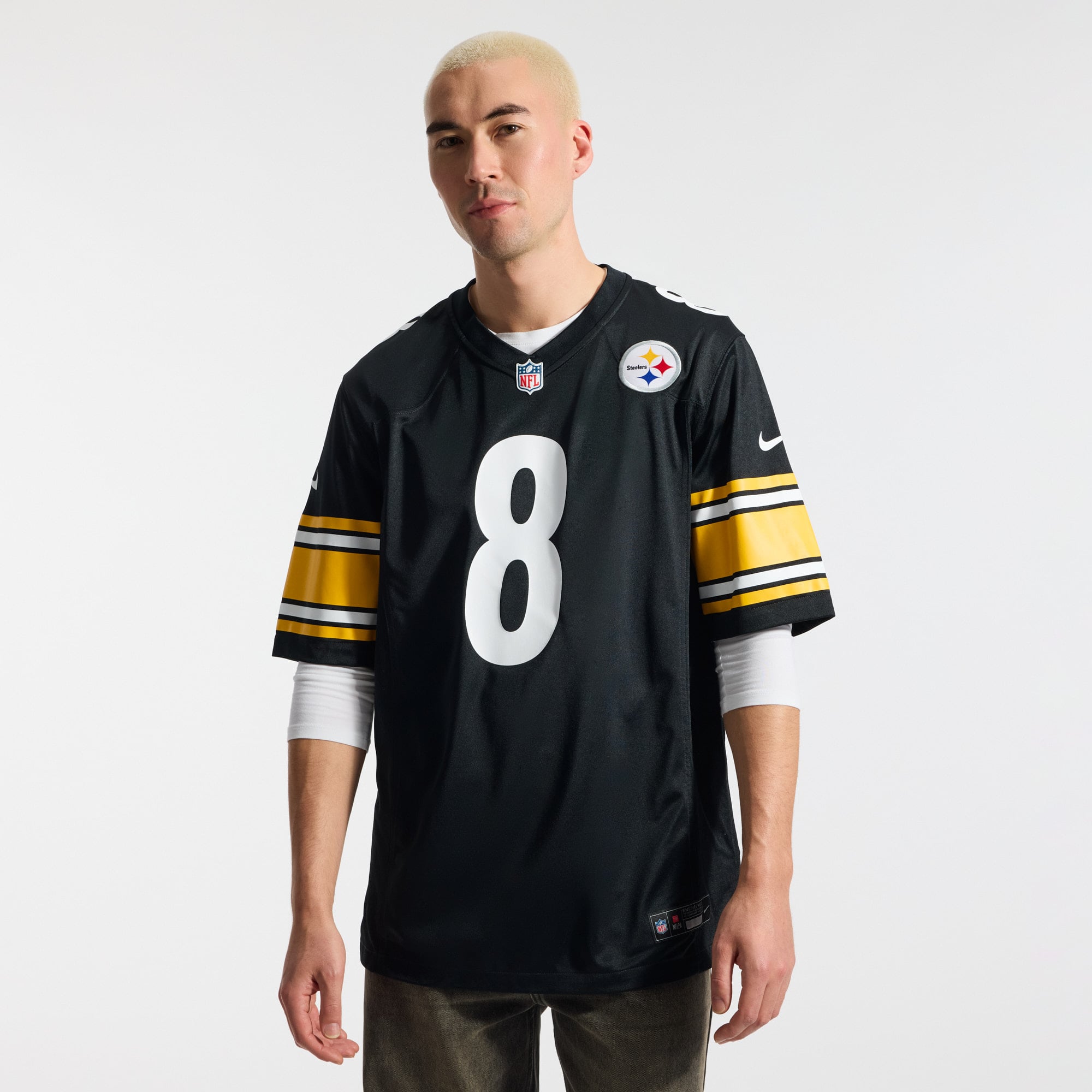 Aaron Rodgers Pittsburgh Steelers Alternate 1933 Throwback Game Jersey - Black - Image 4