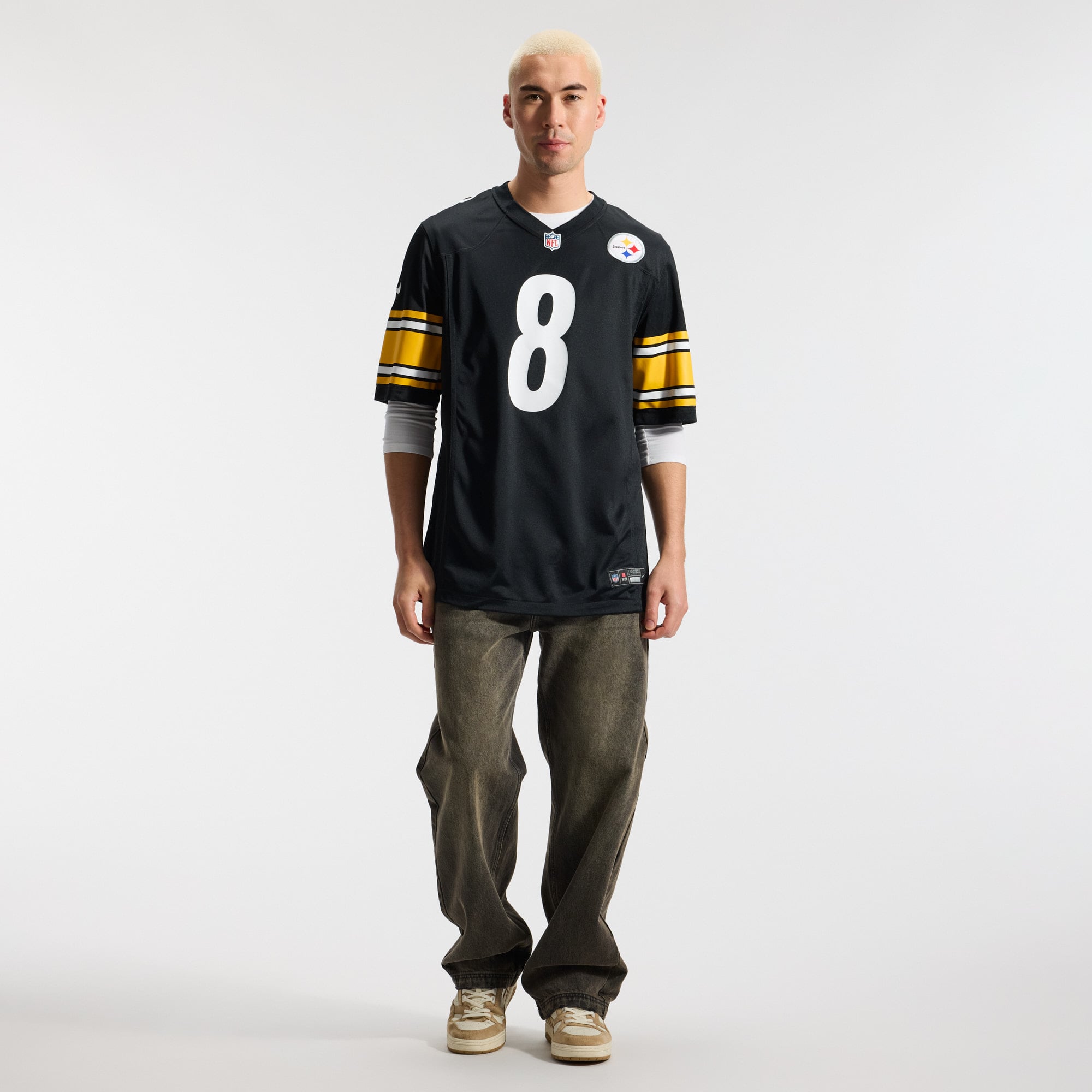Aaron Rodgers Pittsburgh Steelers Alternate 1933 Throwback Game Jersey - Black - Image 6
