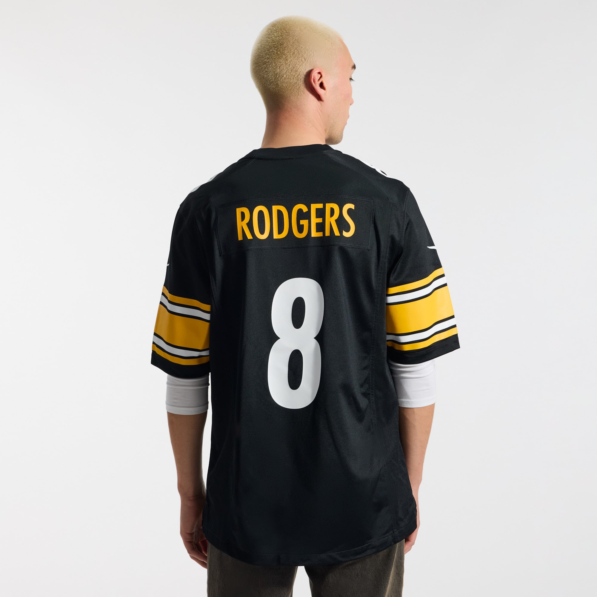 Aaron Rodgers Pittsburgh Steelers Alternate 1933 Throwback Game Jersey - Black - Image 5
