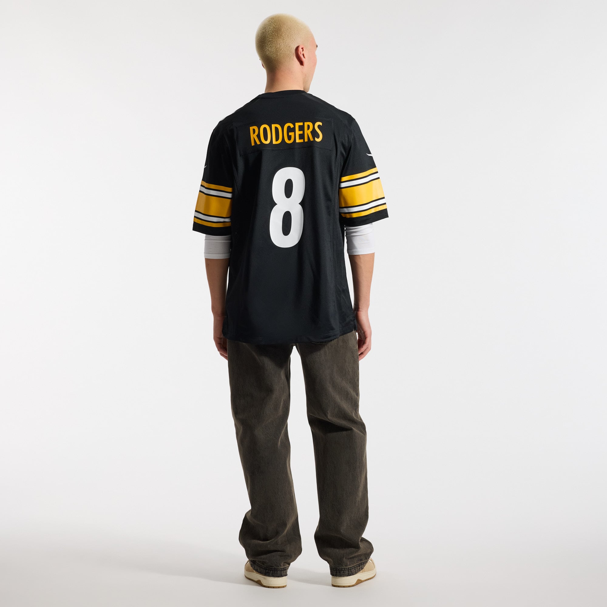 Aaron Rodgers Pittsburgh Steelers Alternate 1933 Throwback Game Jersey - Black - Image 7