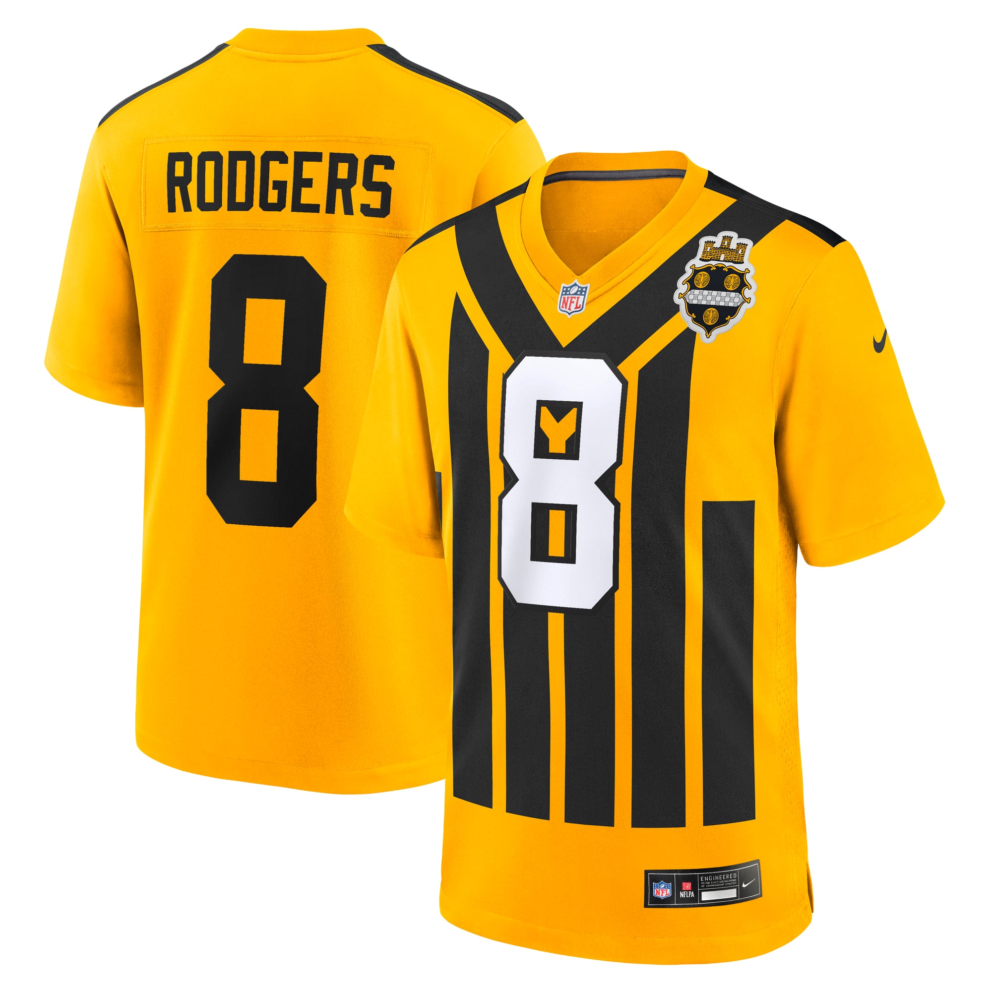 Aaron Rodgers Pittsburgh Steelers Alternate 1933 Throwback Game Jersey - Gold - Image 2