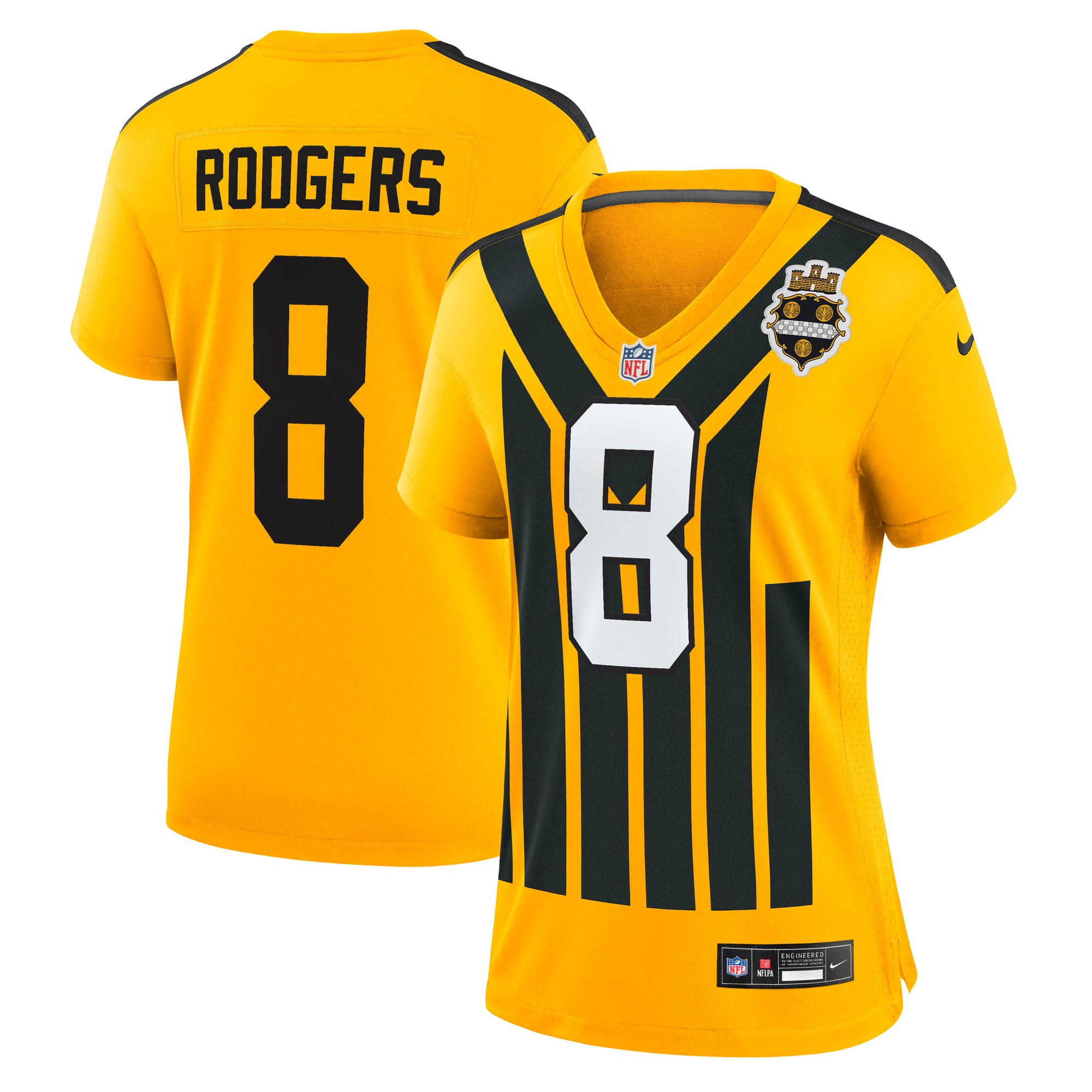 Aaron Rodgers Pittsburgh Steelers Women's Alternate 1933 Throwback Game Jersey - Gold - Image 2