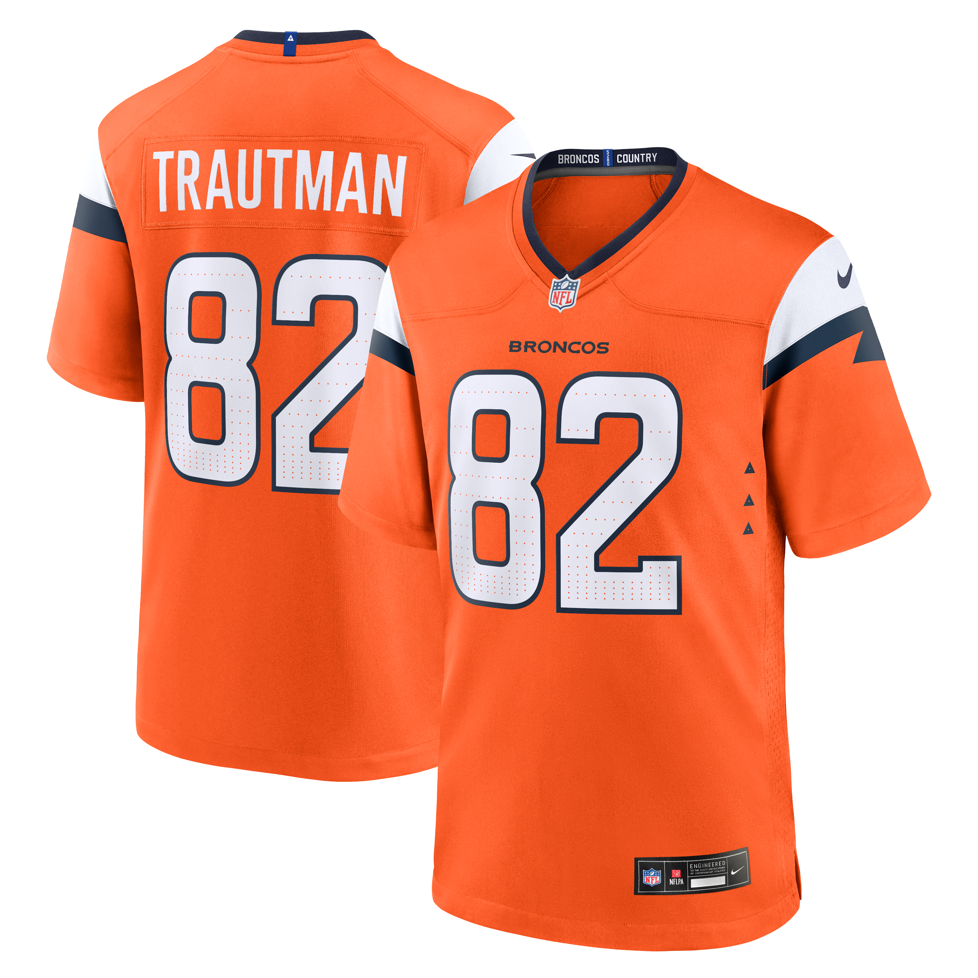 Adam Trautman Denver Broncos Team Game Jersey - Orange - Image 2