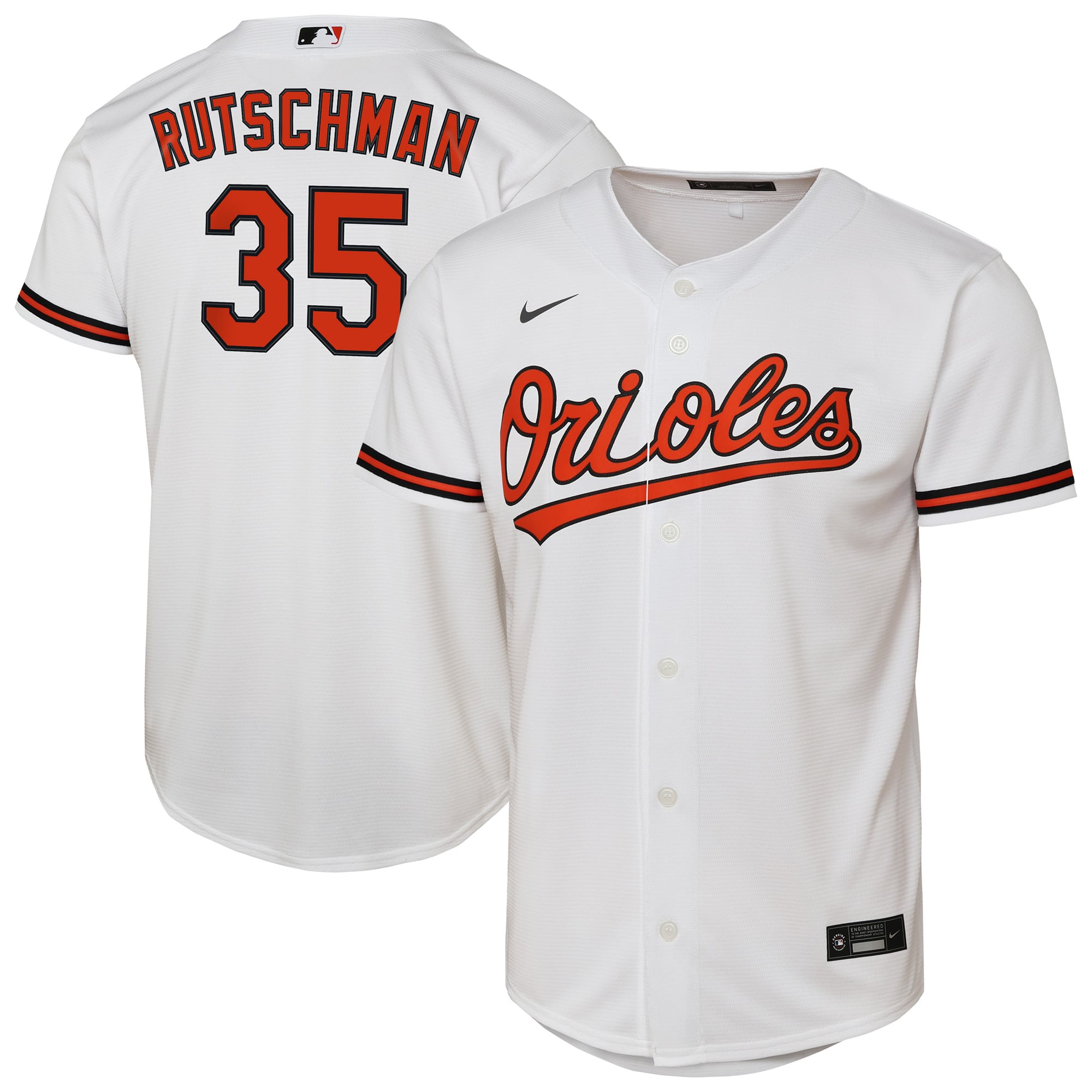 Adley Rutschman Baltimore Orioles Youth Home Player Jersey - White - Image 2