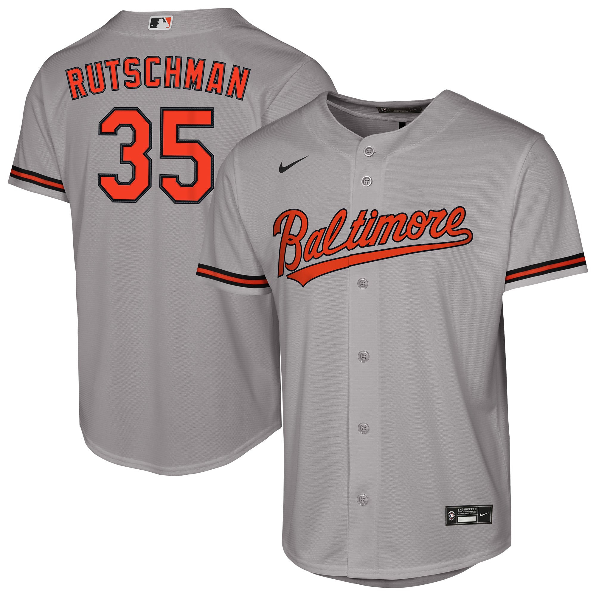 Adley Rutschman Baltimore Orioles Youth Road Jersey - Gray