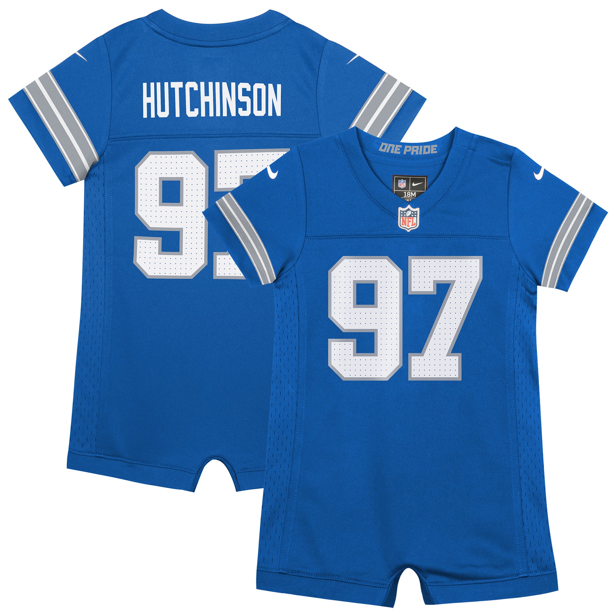 Aidan Hutchinson Detroit Lions Newborn & Infant Game Romper Jersey - Blue - Image 2