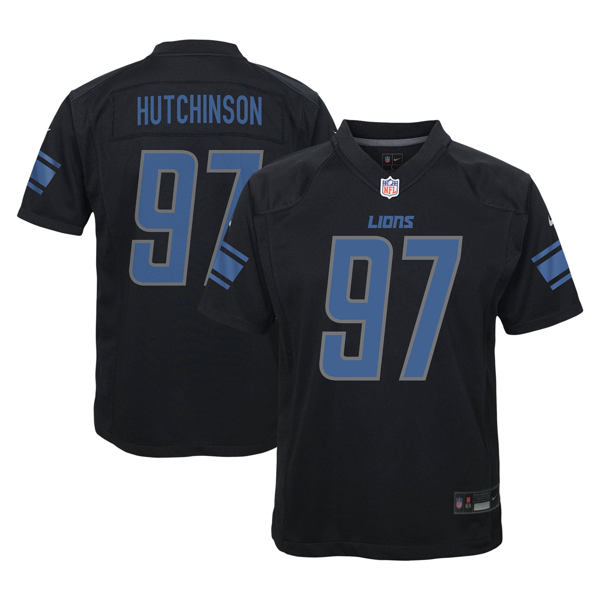 Aidan Hutchinson Detroit Lions Youth Game Jersey - Black - Image 2