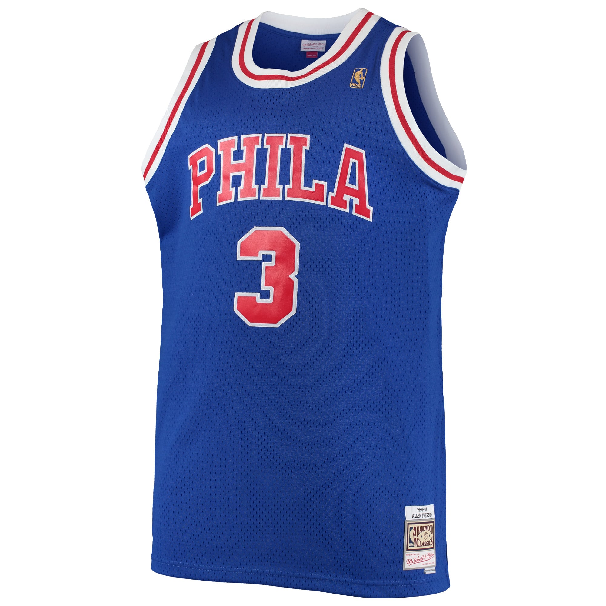 Allen Iverson Philadelphia 76ers 1996/97 Big & Tall Hardwood Classics Swingman Jersey - Royal - Image 3
