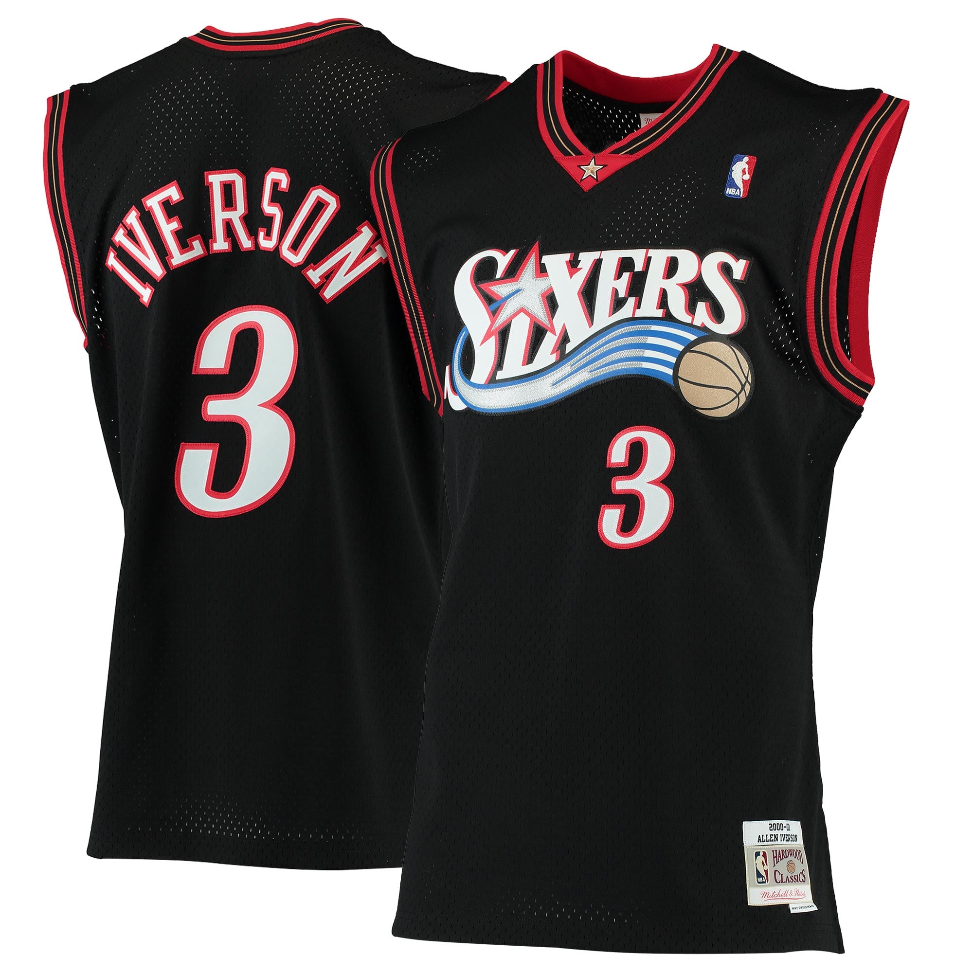 Allen Iverson Philadelphia 76ers 1996/97 Hardwood Classics Swingman Jersey - Black - Image 2