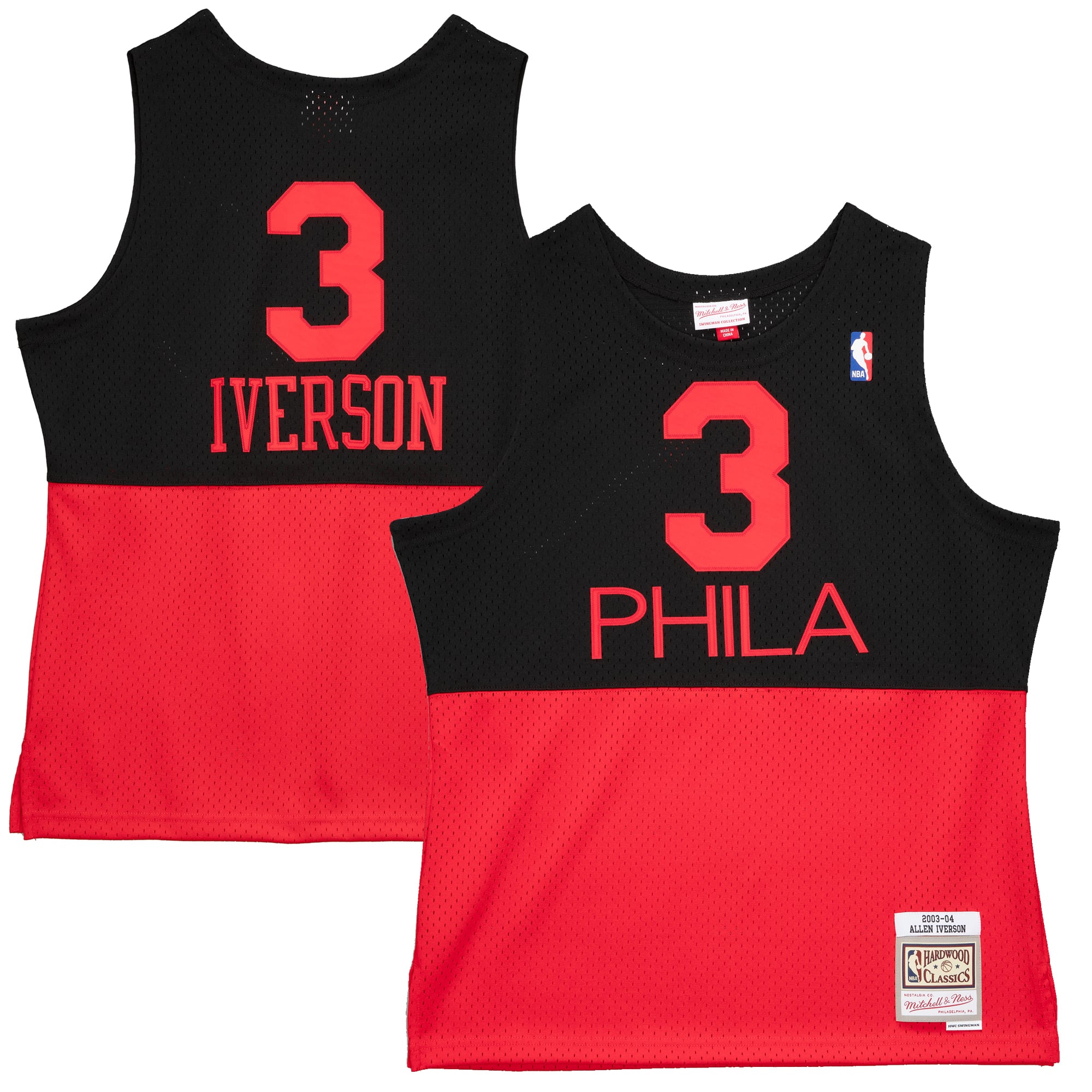 Allen Iverson Philadelphia 76ers 2003/04 Hardwood Classics Reload 2.0 Swingman Jersey - Black - Image 2