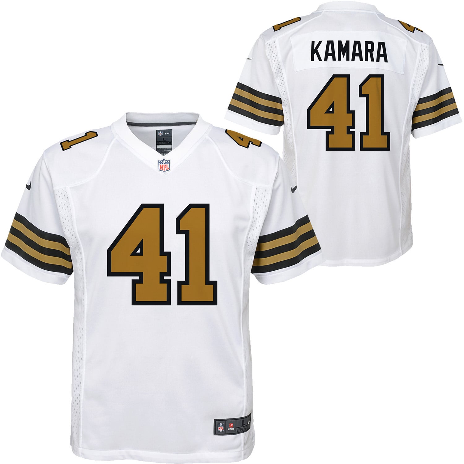 Alvin Kamara New Orleans Saints Youth Gameday Golds Alternate Game Player Jersey - White
