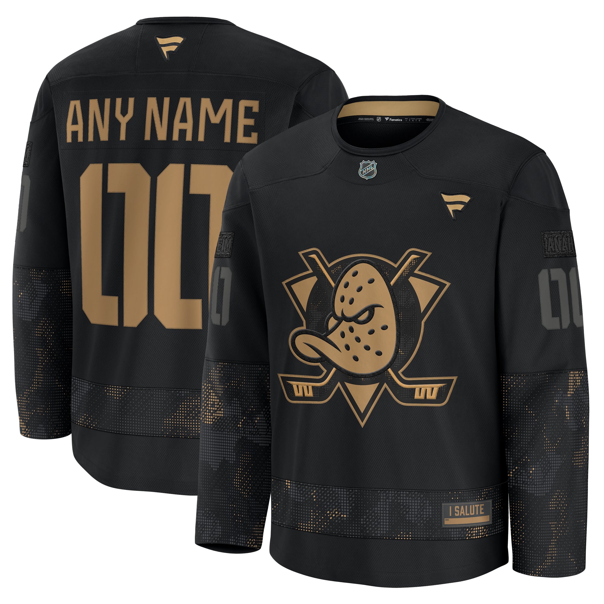 Anaheim Ducks 2024 Military Appreciation Custom Practice Jersey - Black