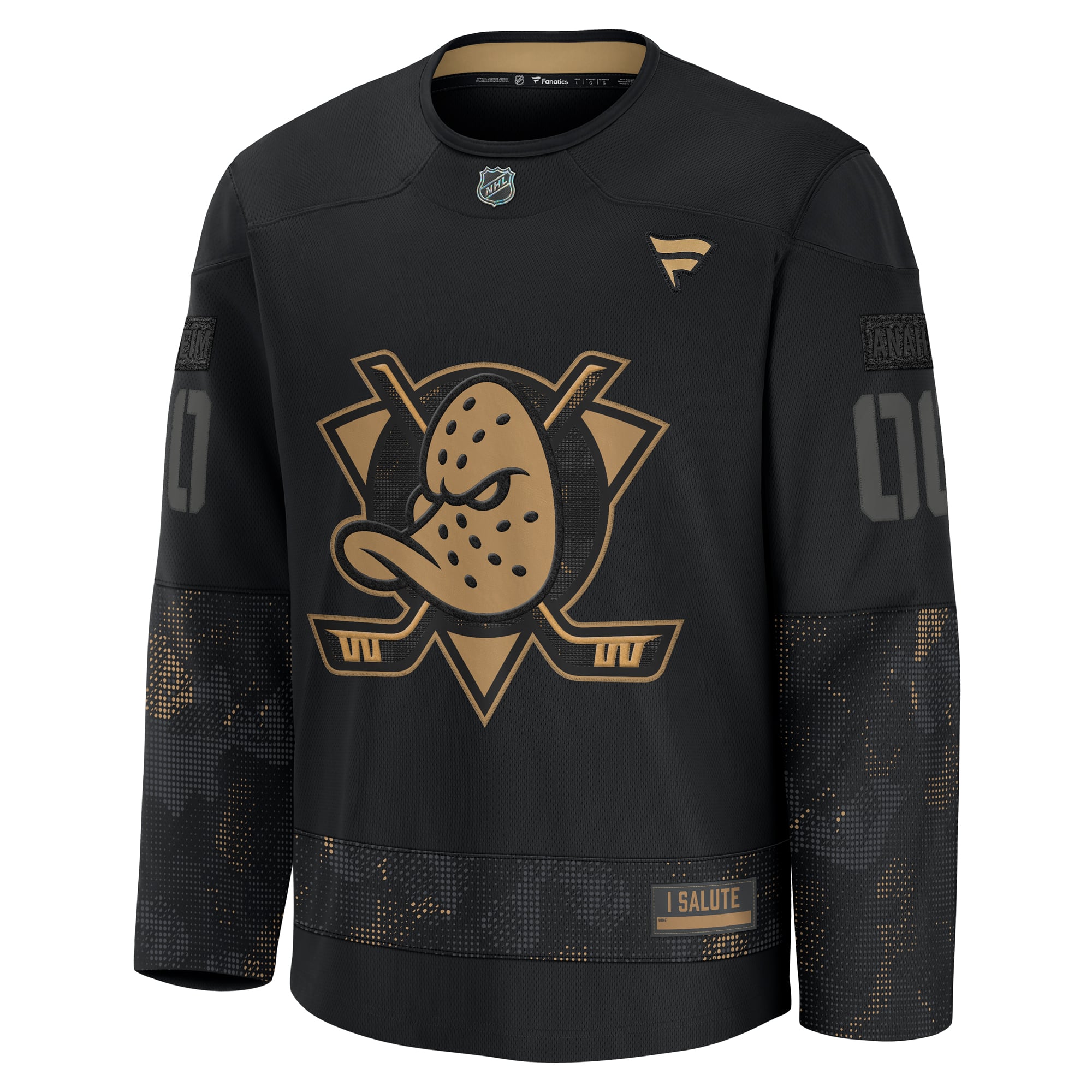 Anaheim Ducks 2024 Military Appreciation Custom Practice Jersey - Black - Image 3