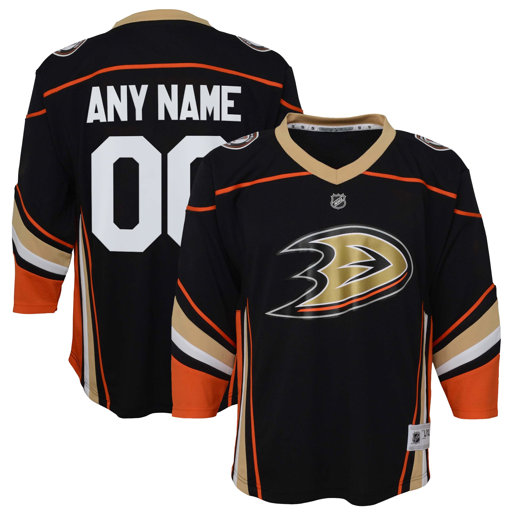 Anaheim Ducks Youth Home Custom Jersey - Black - Image 2