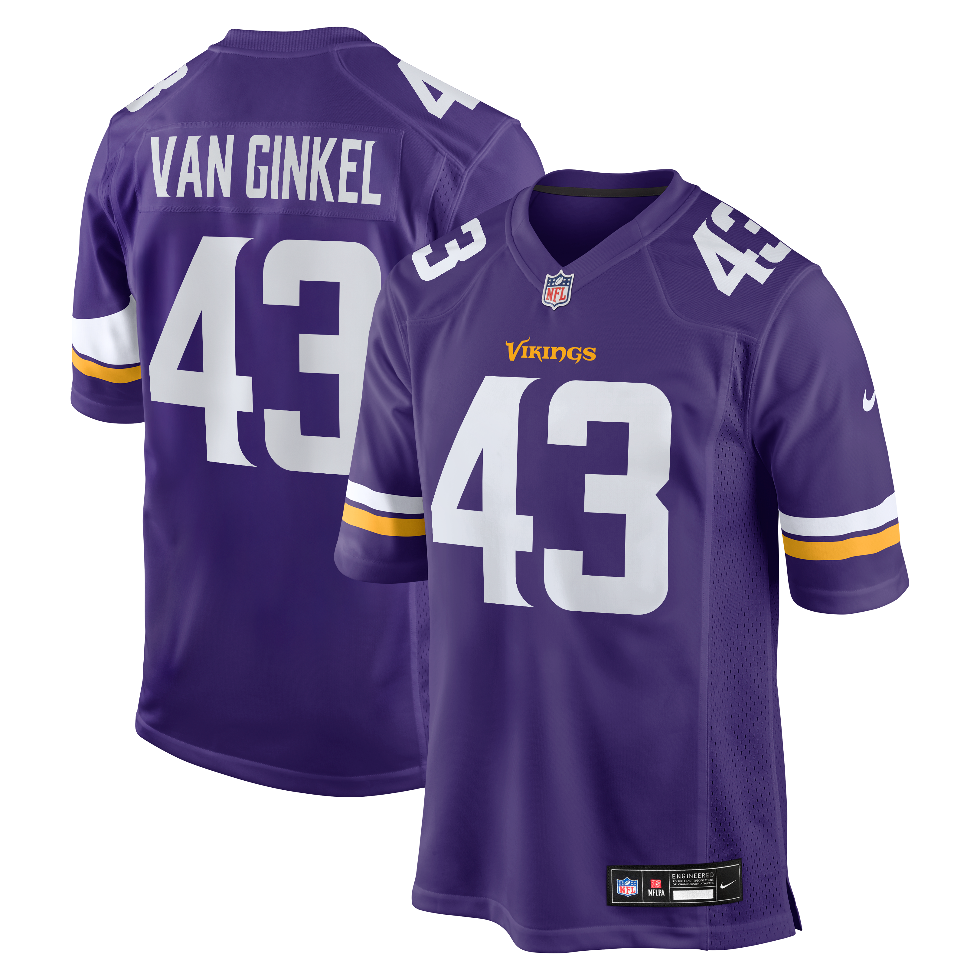 Andrew Van Ginkel Minnesota Vikings Alternate Game Jersey - Purple - Image 2