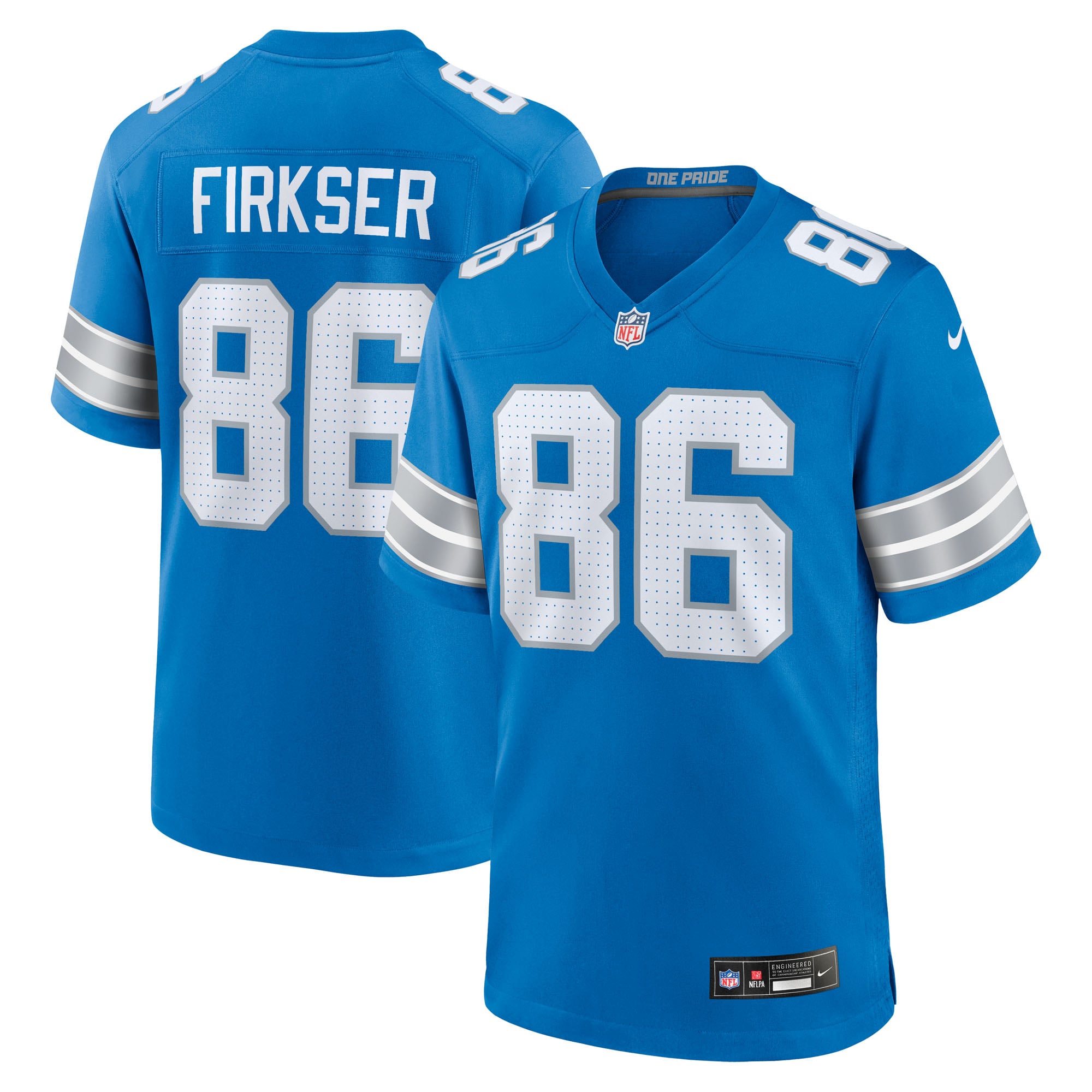 Anthony Firkser Detroit Lions Team Game Jersey - Blue - Image 2