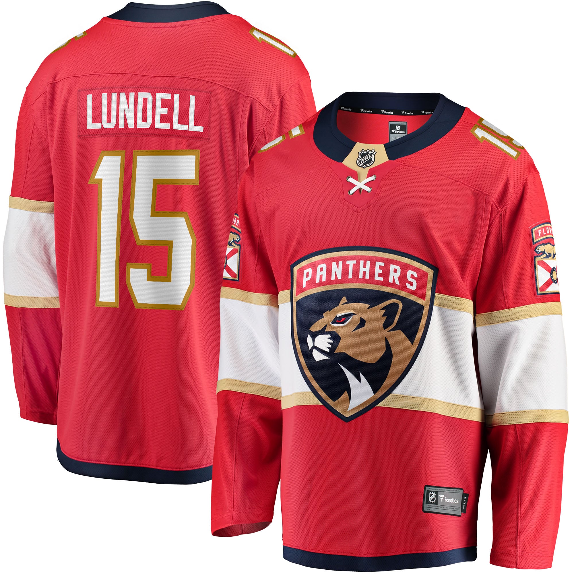 Anton Lundell Florida Panthers Home Breakaway Player Jersey - Red - Image 2