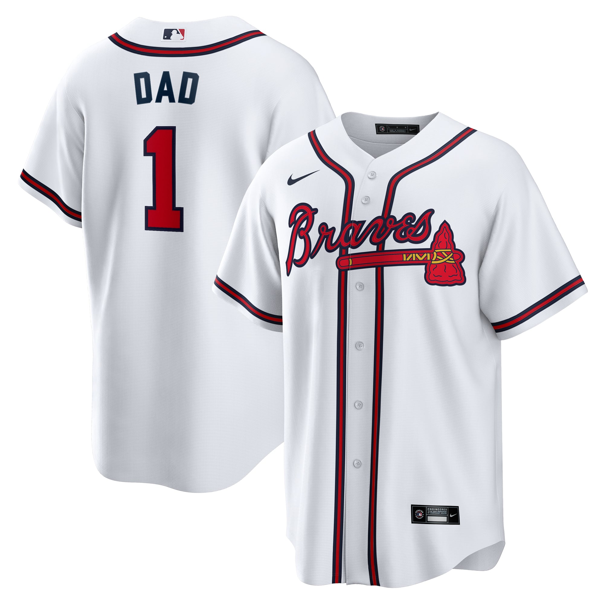 Atlanta Braves #1 Dad Home Jersey - White