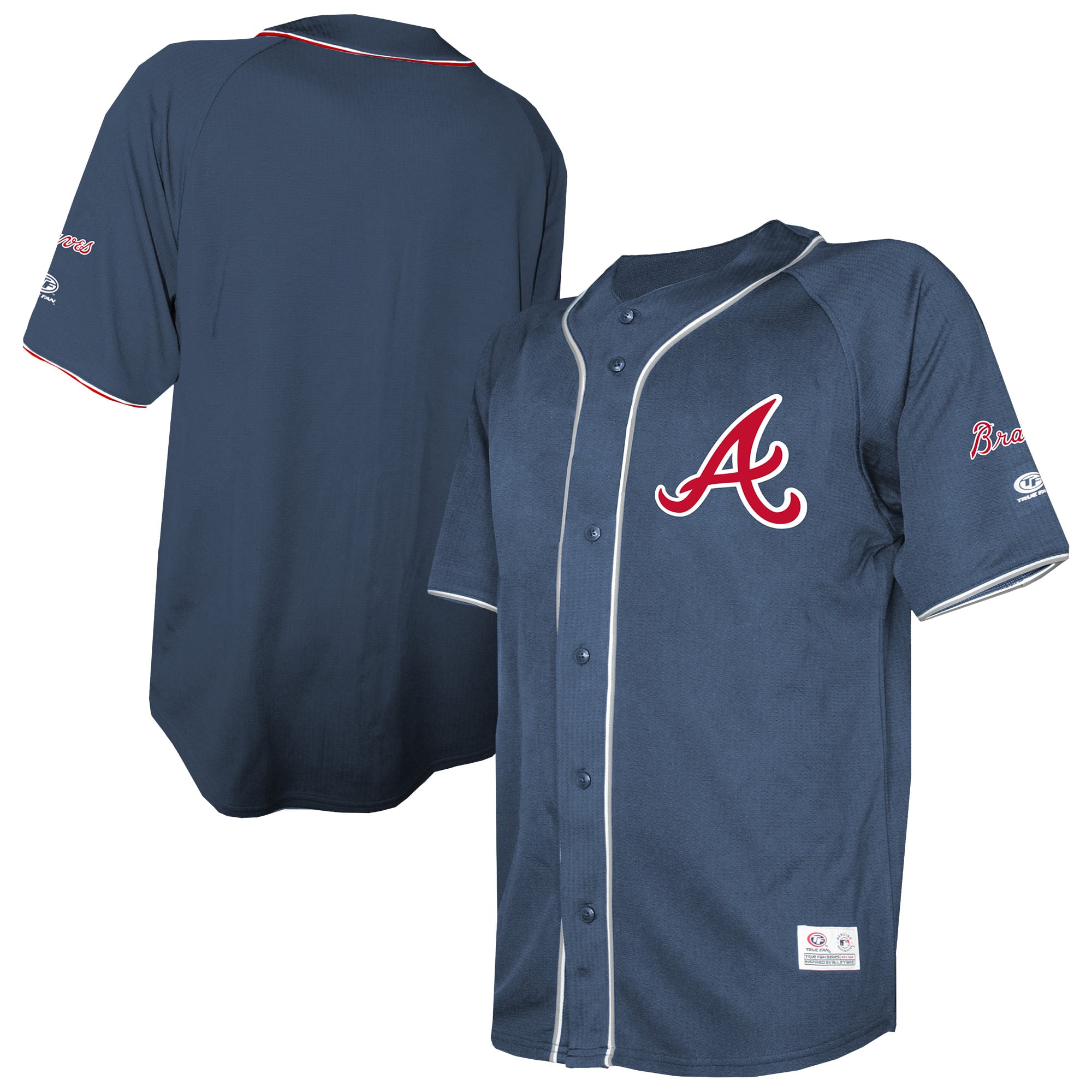 Atlanta Braves Stitches Team Color Full-Button Fashion Jersey - Navy - Image 2