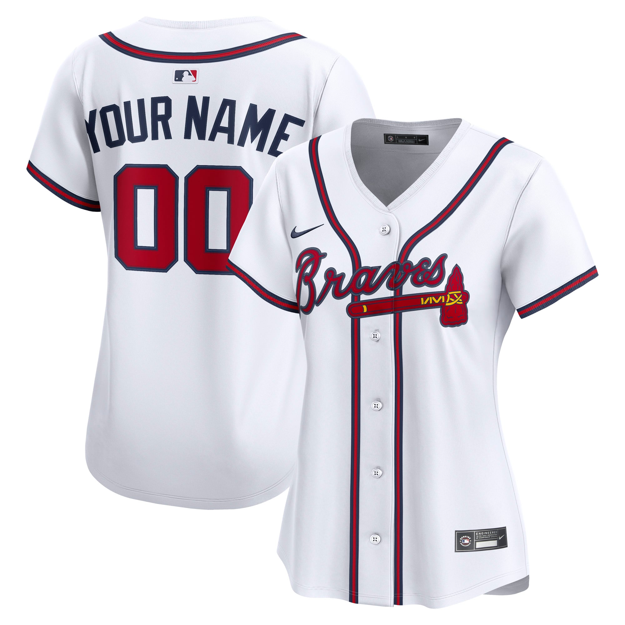 Atlanta Braves Women's Home Limited Custom Jersey - White - Image 2