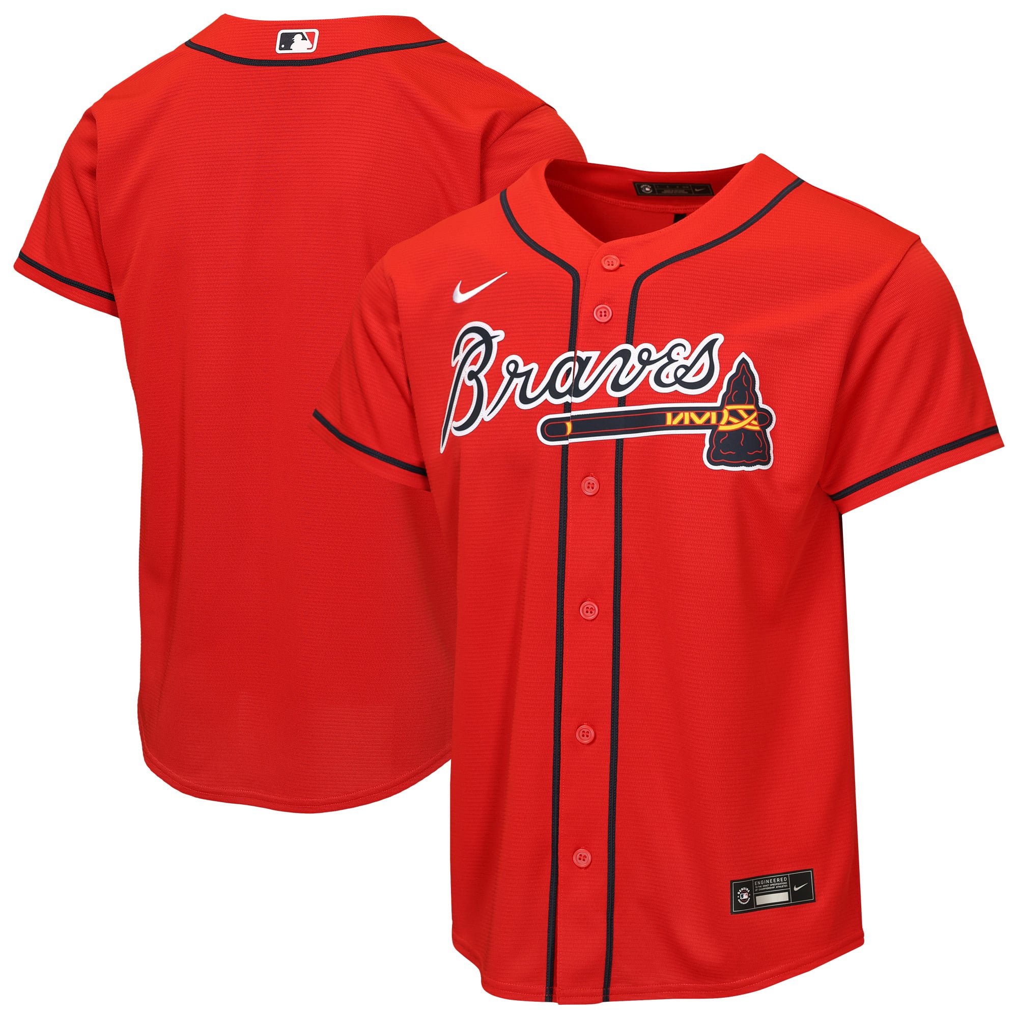 Atlanta Braves Youth Alternate Jersey - Red - Image 2