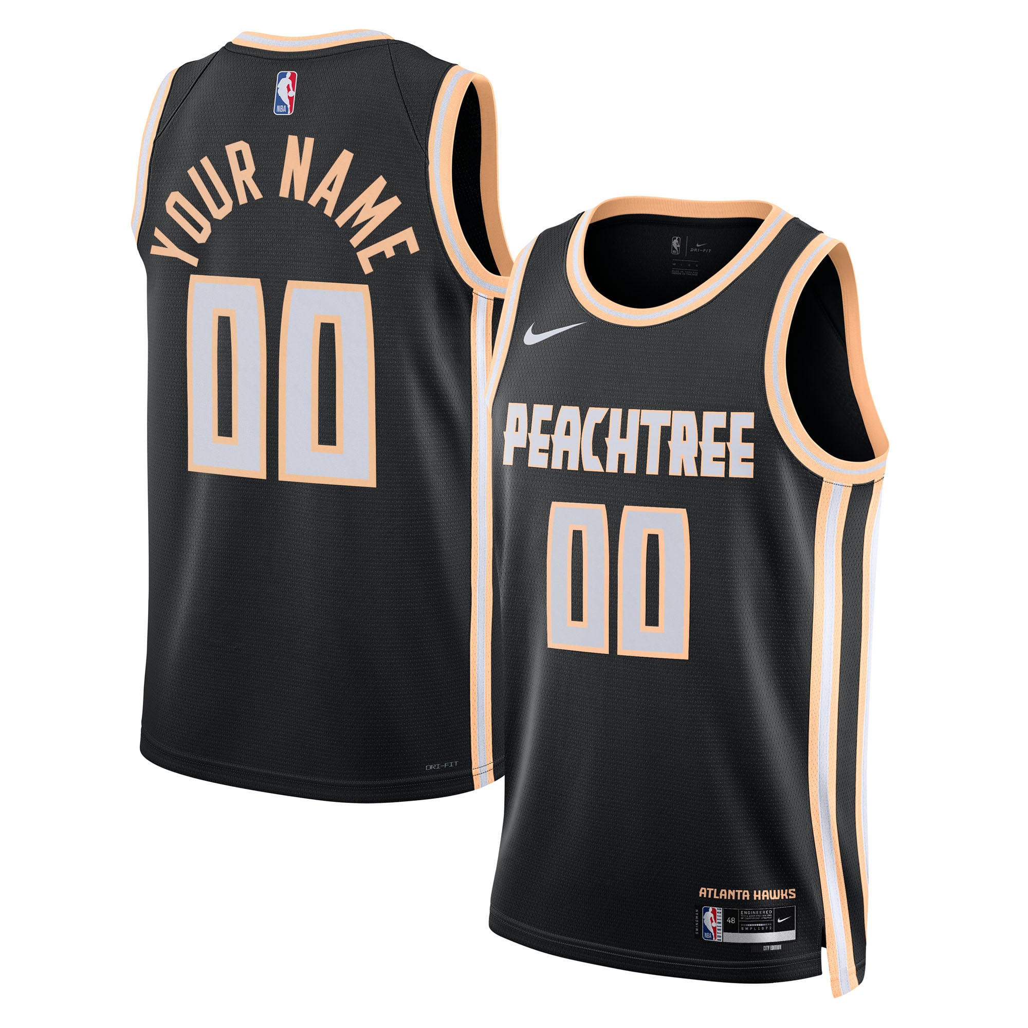 Atlanta Hawks Unisex 2025/26 City Edition Swingman Custom Jersey - Black