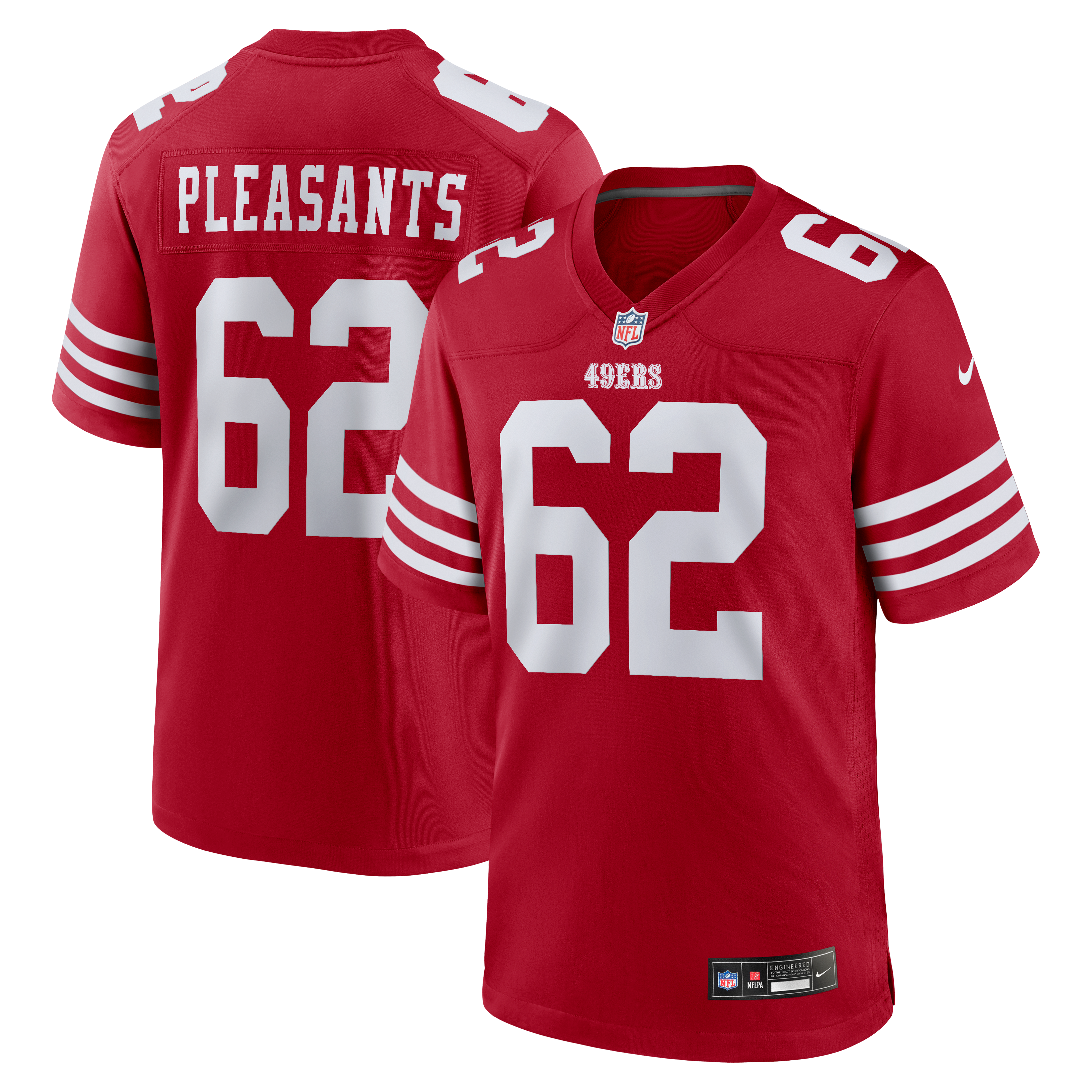 Austen Pleasants San Francisco 49ers Team Game Jersey - Scarlet - Image 2