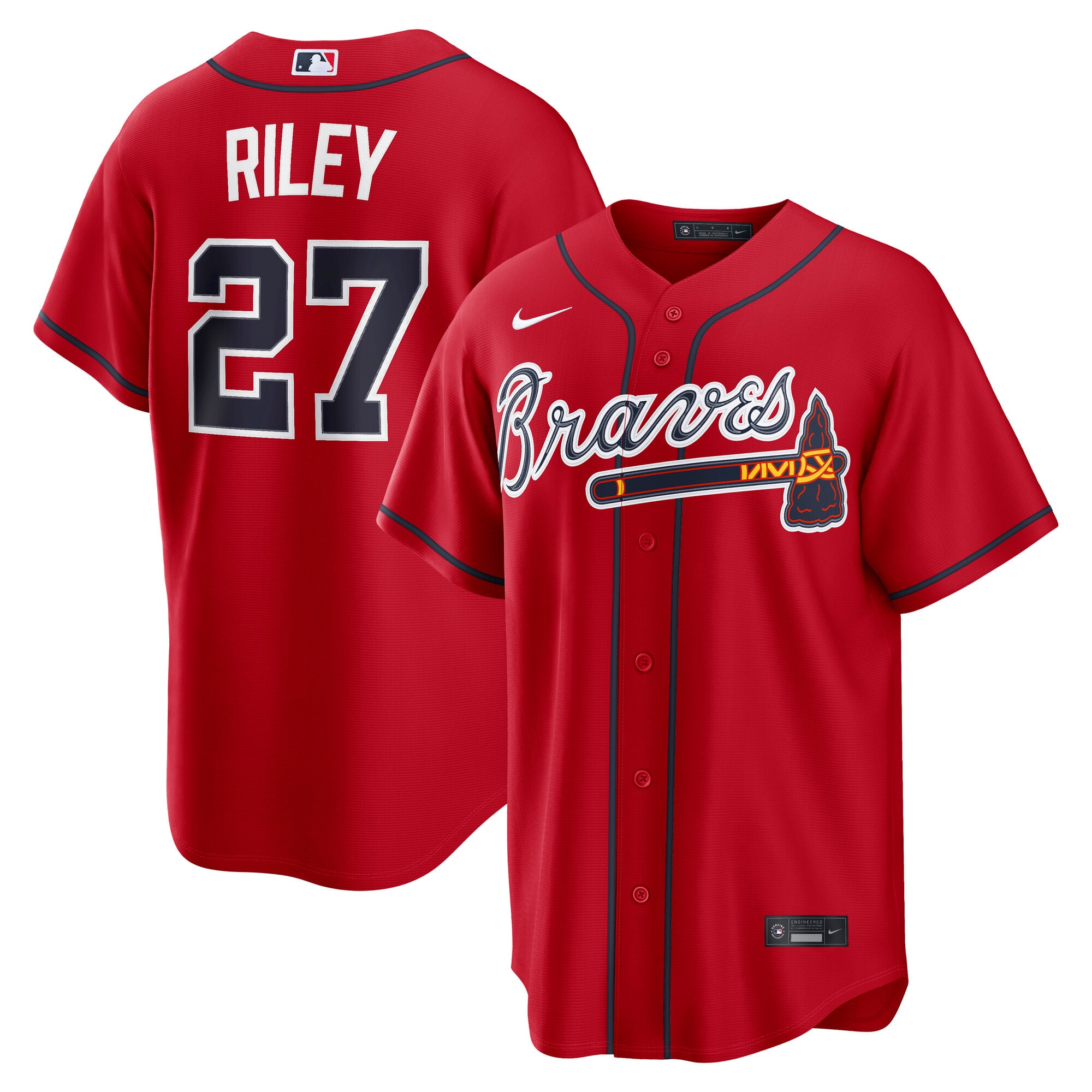 Austin Riley Atlanta Braves Alternate 2 Jersey - Red - Image 2