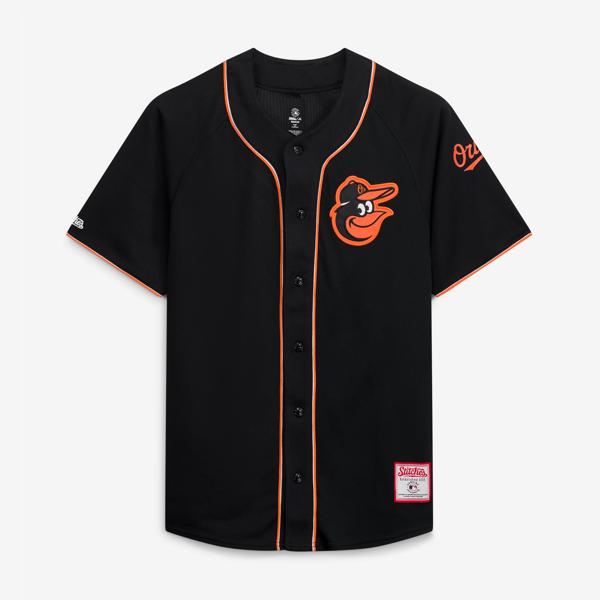 Baltimore Orioles Stitches Team Color Full-Button Fashion Jersey - Black - Image 2
