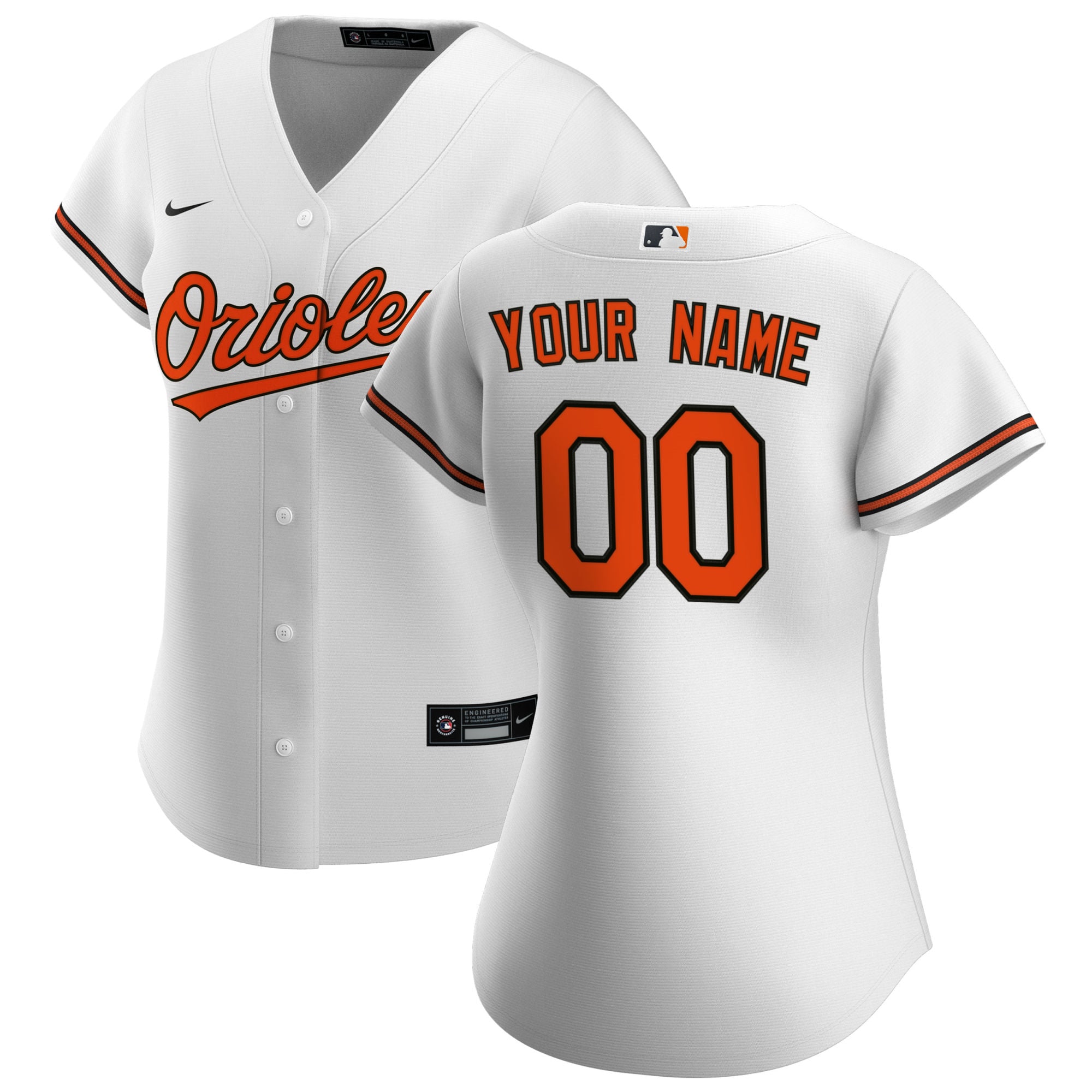 Baltimore Orioles Women's Home Custom Jersey - White - Image 2