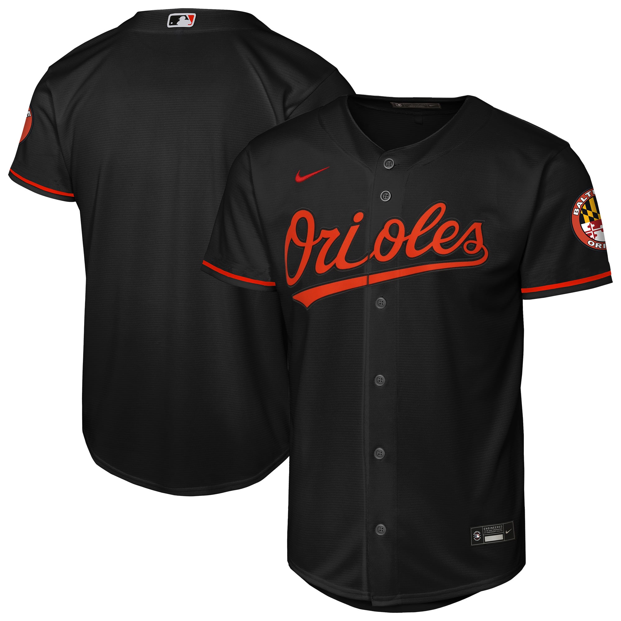 Baltimore Orioles Youth Home Stadium Jersey - Black - Image 2