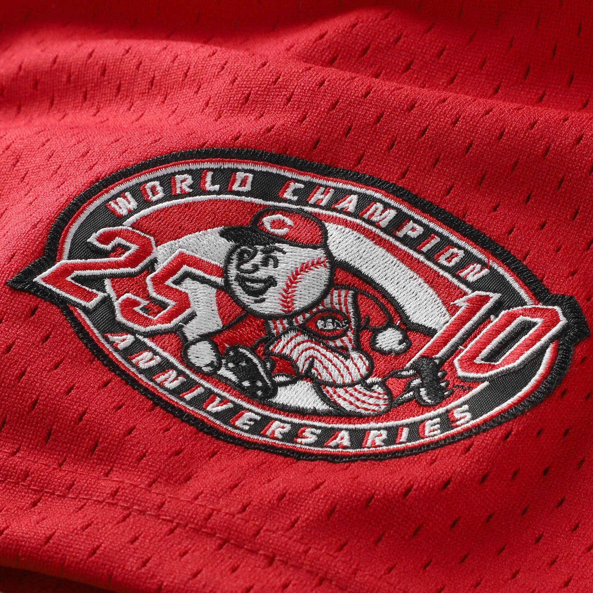 Barry Larkin Cincinnati Reds Cooperstown Collection Mesh Batting Practice Button-Up Jersey - Scarlet - Image 7