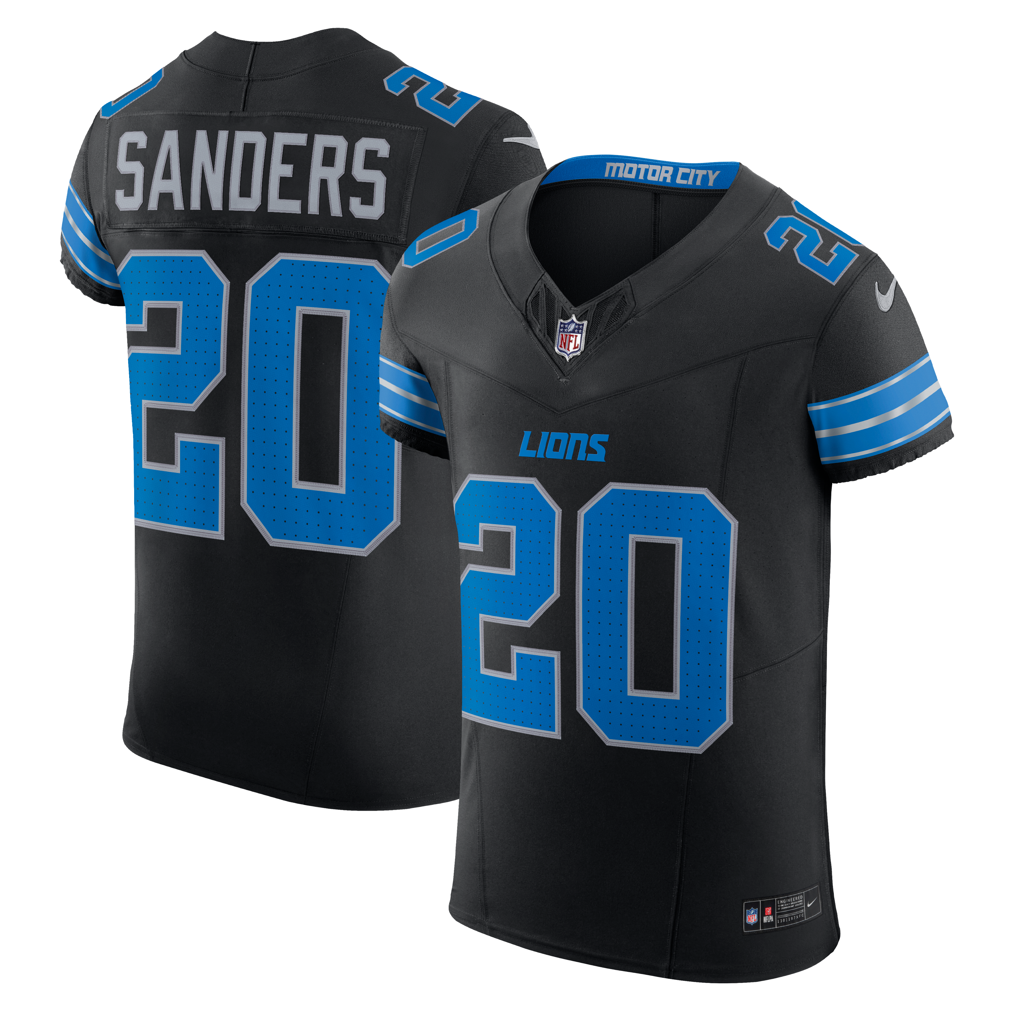 Barry Sanders Detroit Lions Alternate Vapor F.U.S.E. Elite Jersey - Black - Image 2