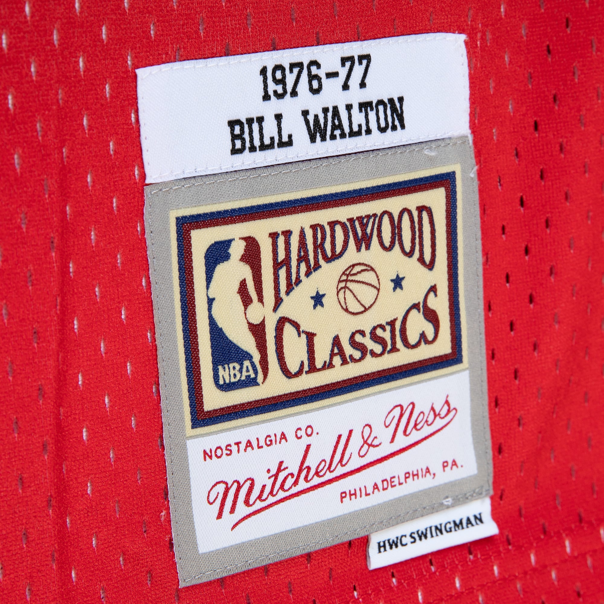 Bill Walton Portland Trail Blazers 1976/77 Hardwood Classics Fadeaway Swingman Player Jersey - Red/Black - Image 6