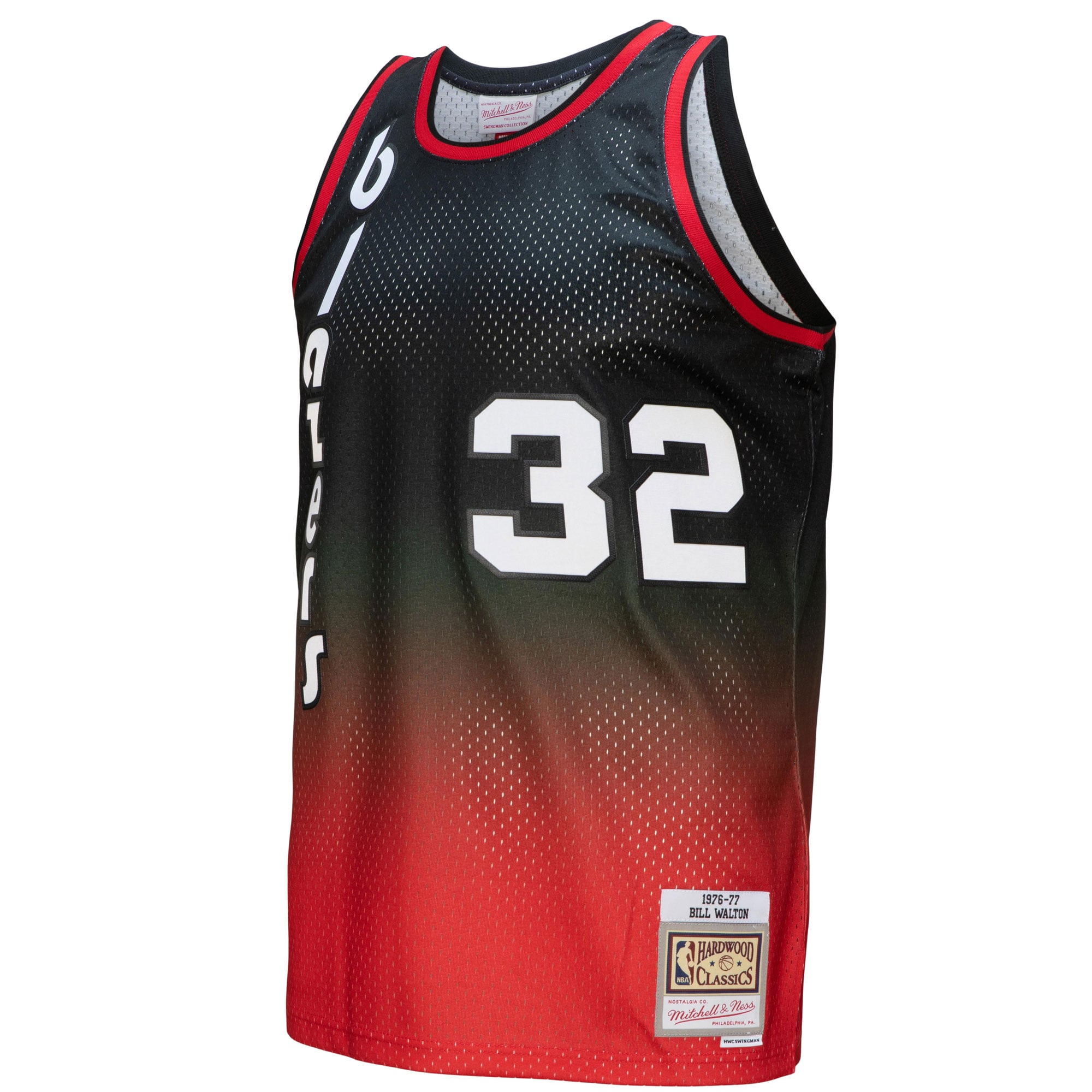 Bill Walton Portland Trail Blazers 1976/77 Hardwood Classics Fadeaway Swingman Player Jersey - Red/Black - Image 3