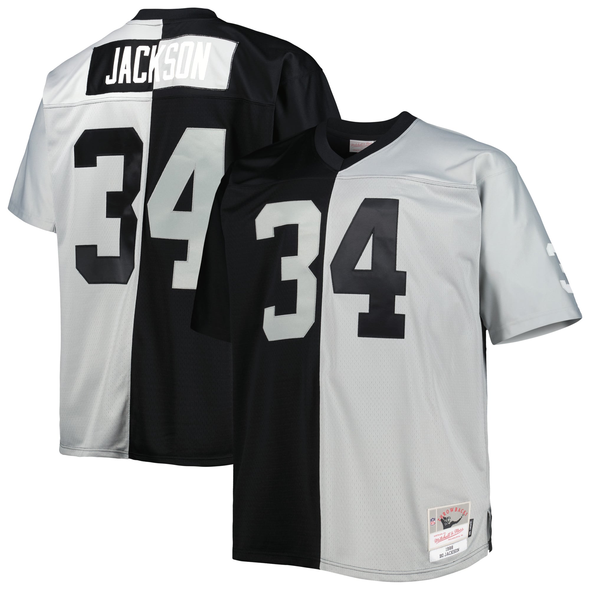 Bo Jackson Las Vegas Raiders Big & Tall Split Legacy Retired Player Jersey - Black/Silver - Image 2