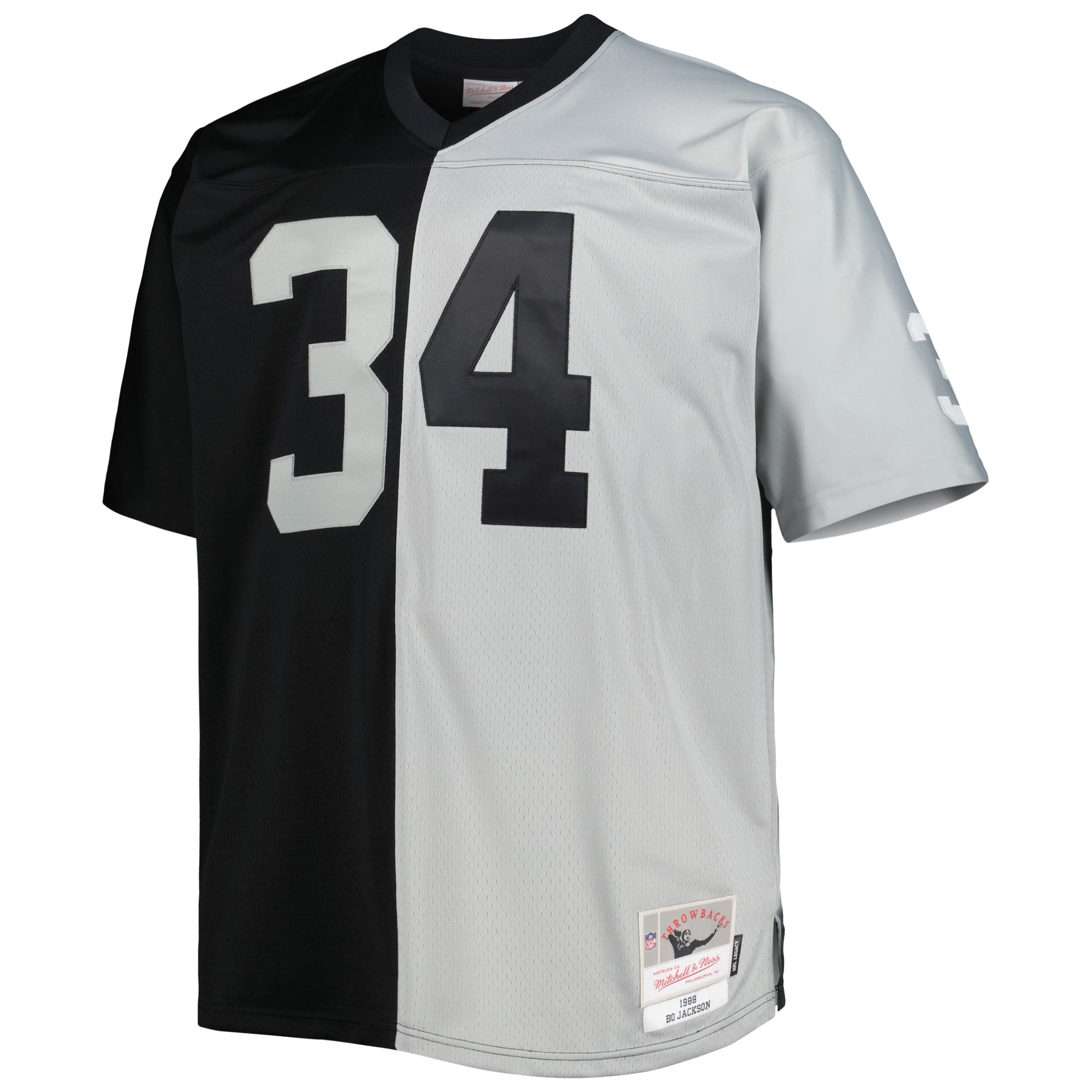 Bo Jackson Las Vegas Raiders Big & Tall Split Legacy Retired Player Jersey - Black/Silver - Image 3
