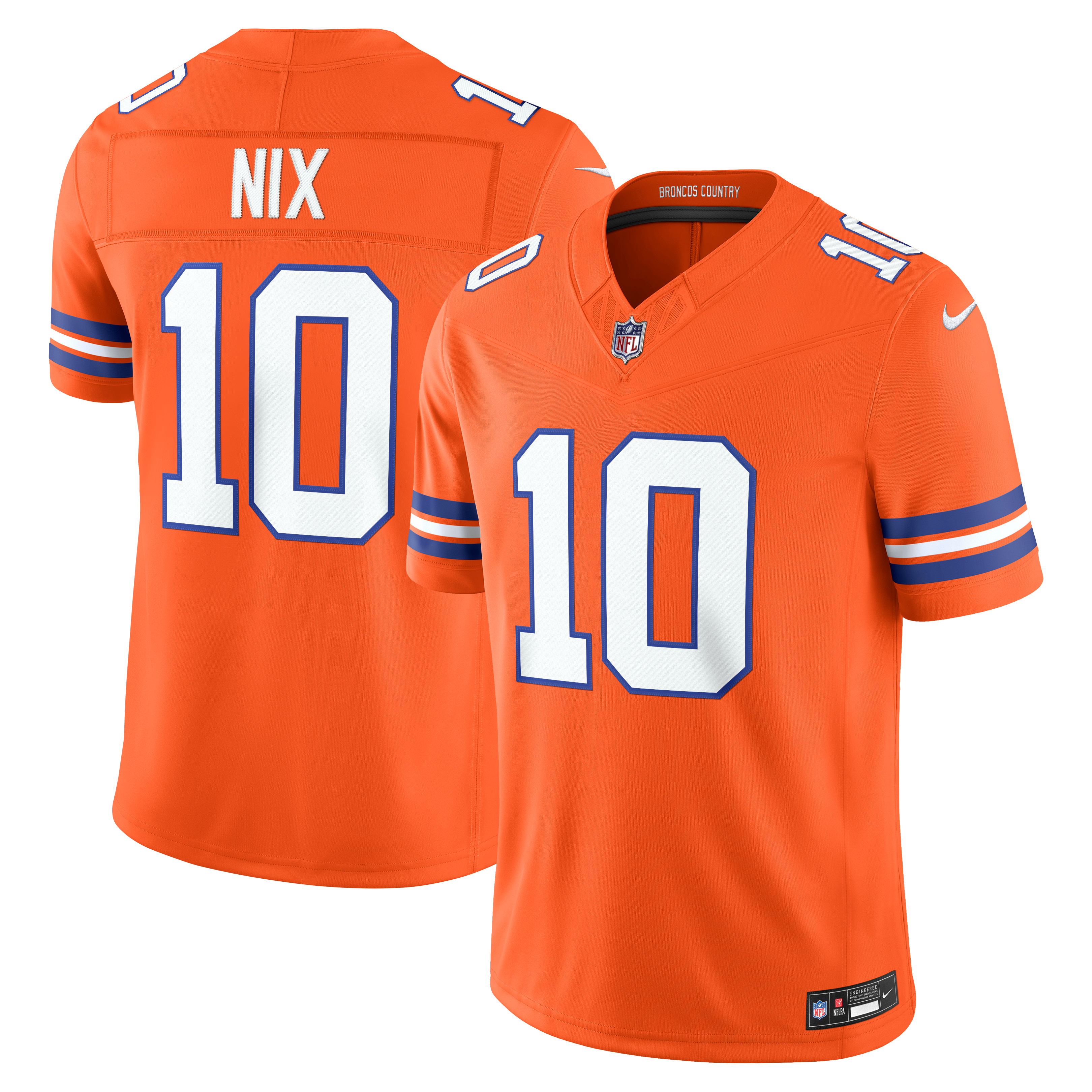 Bo Nix Denver Broncos Alternate Mile High Collection 1977 Throwback Vapor F.U.S.E. Stitched Limited Jersey - Orange - Image 2