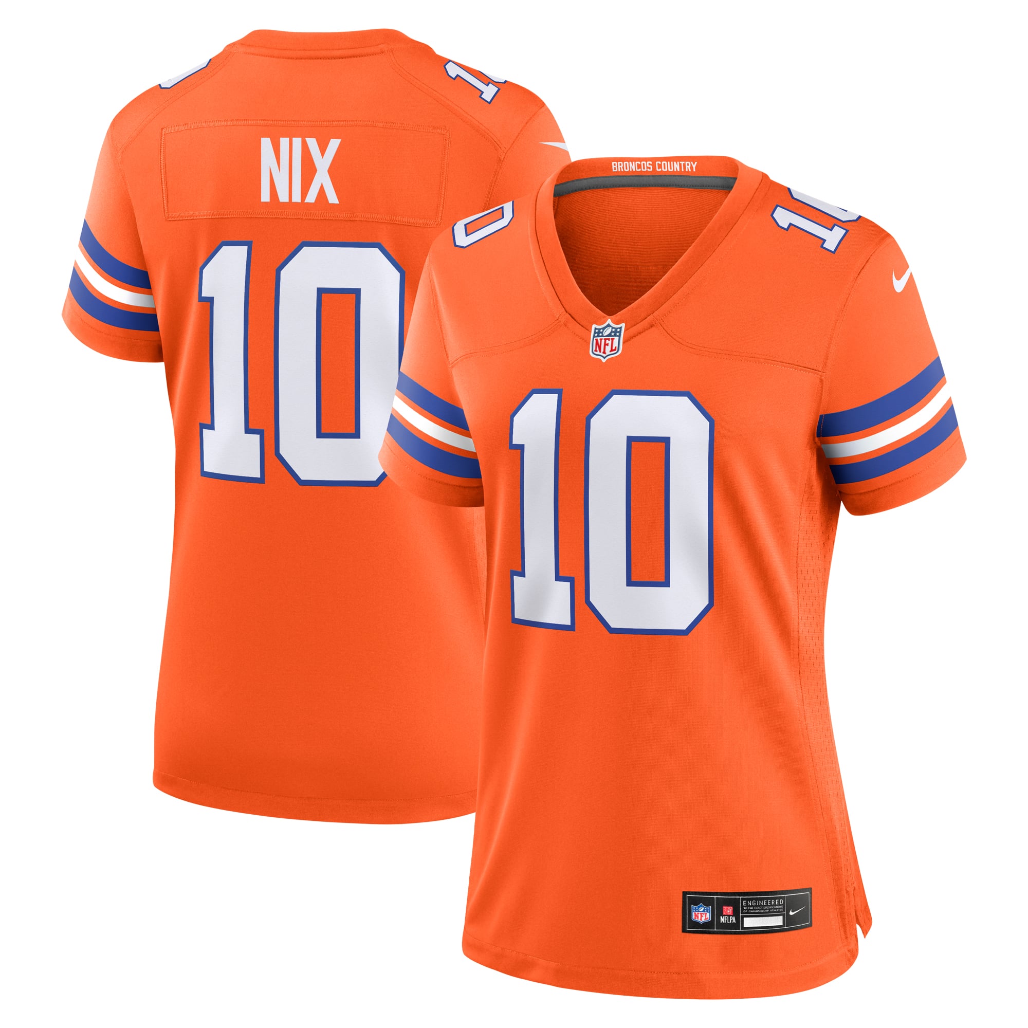 Bo Nix Denver Broncos Women's Mile High Collection 1977 Throwback Player Game Jersey - Orange - Image 2