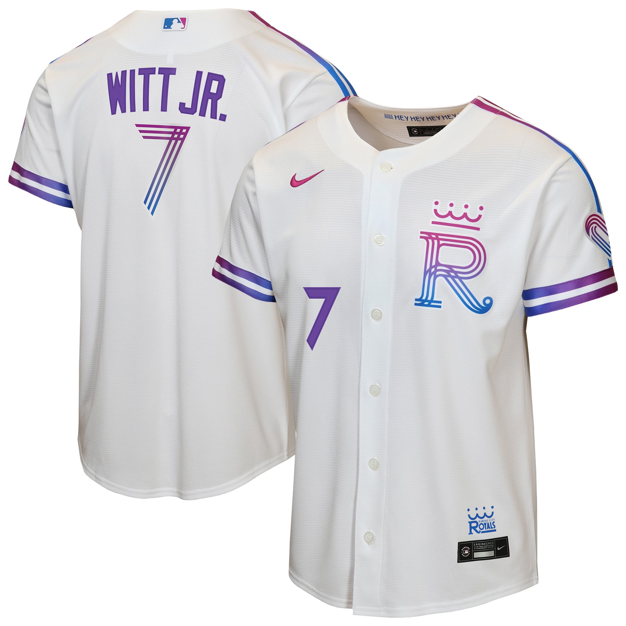 Bobby Witt Jr. Kansas City Royals Youth 2026 City Connect Stadium Jersey - White - Image 2