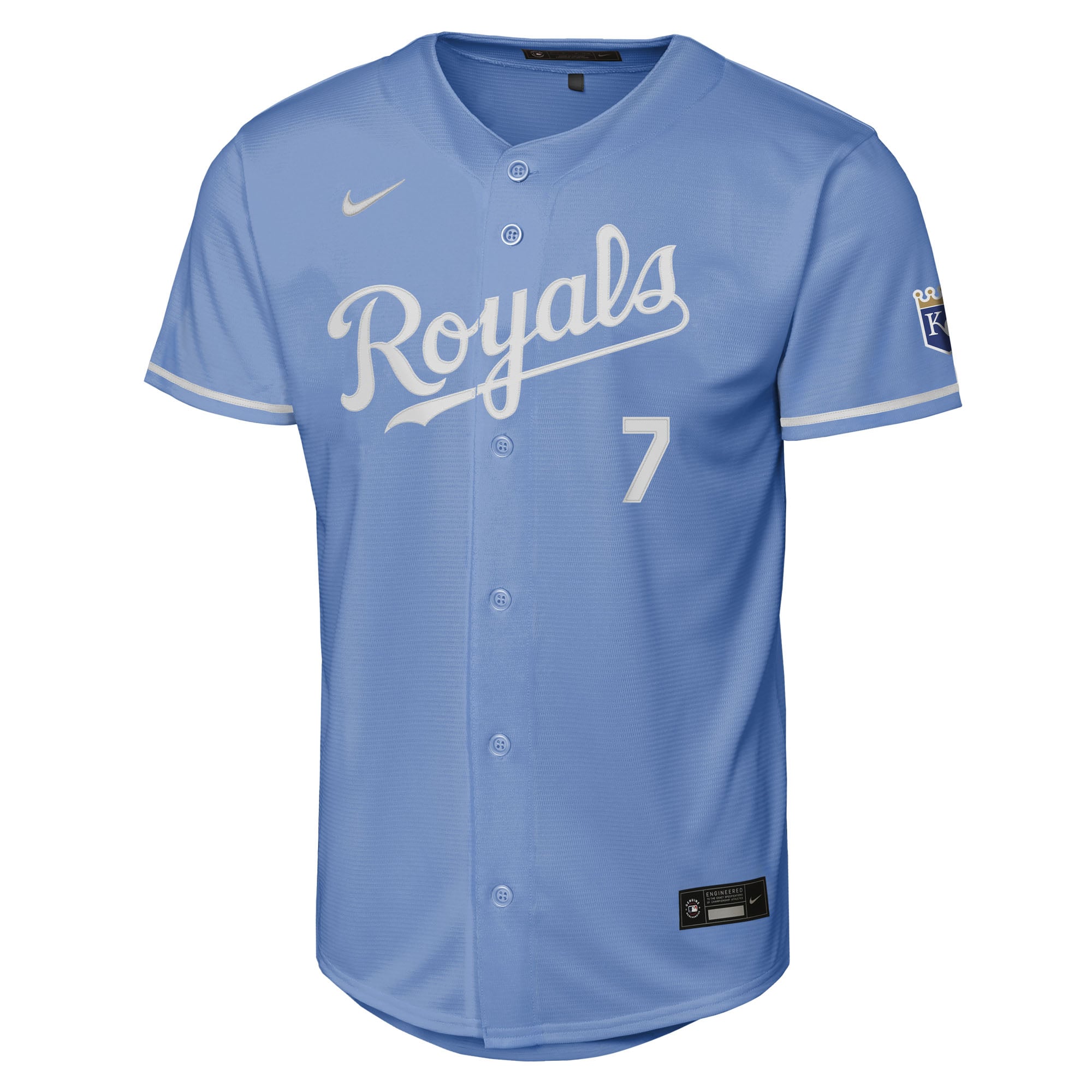 Bobby Witt Jr. Kansas City Royals Youth Alternate Stadium Jersey - Light Blue - Image 3