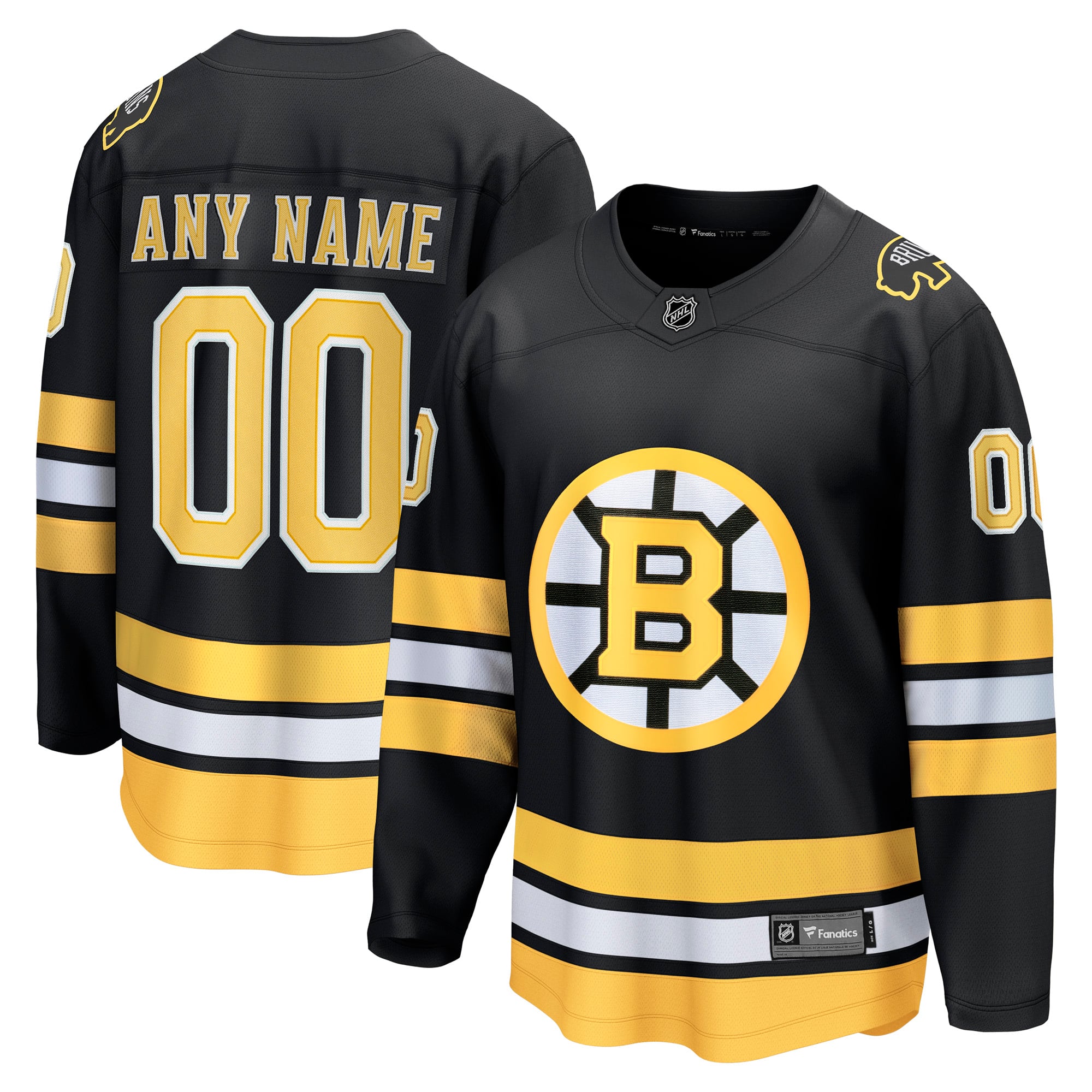 Boston Bruins Away Breakaway Custom Jersey - Black