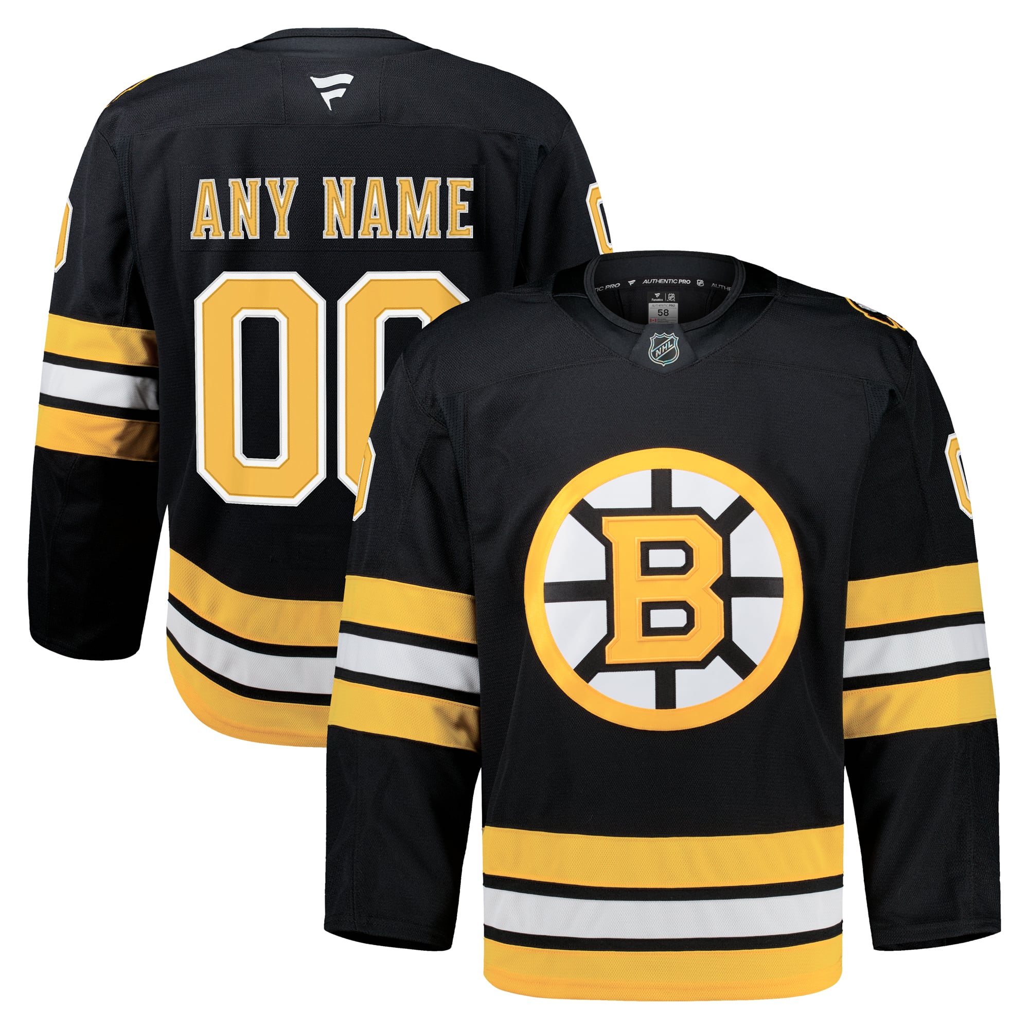 Boston Bruins Home Pro Custom Jersey - Black - Image 2