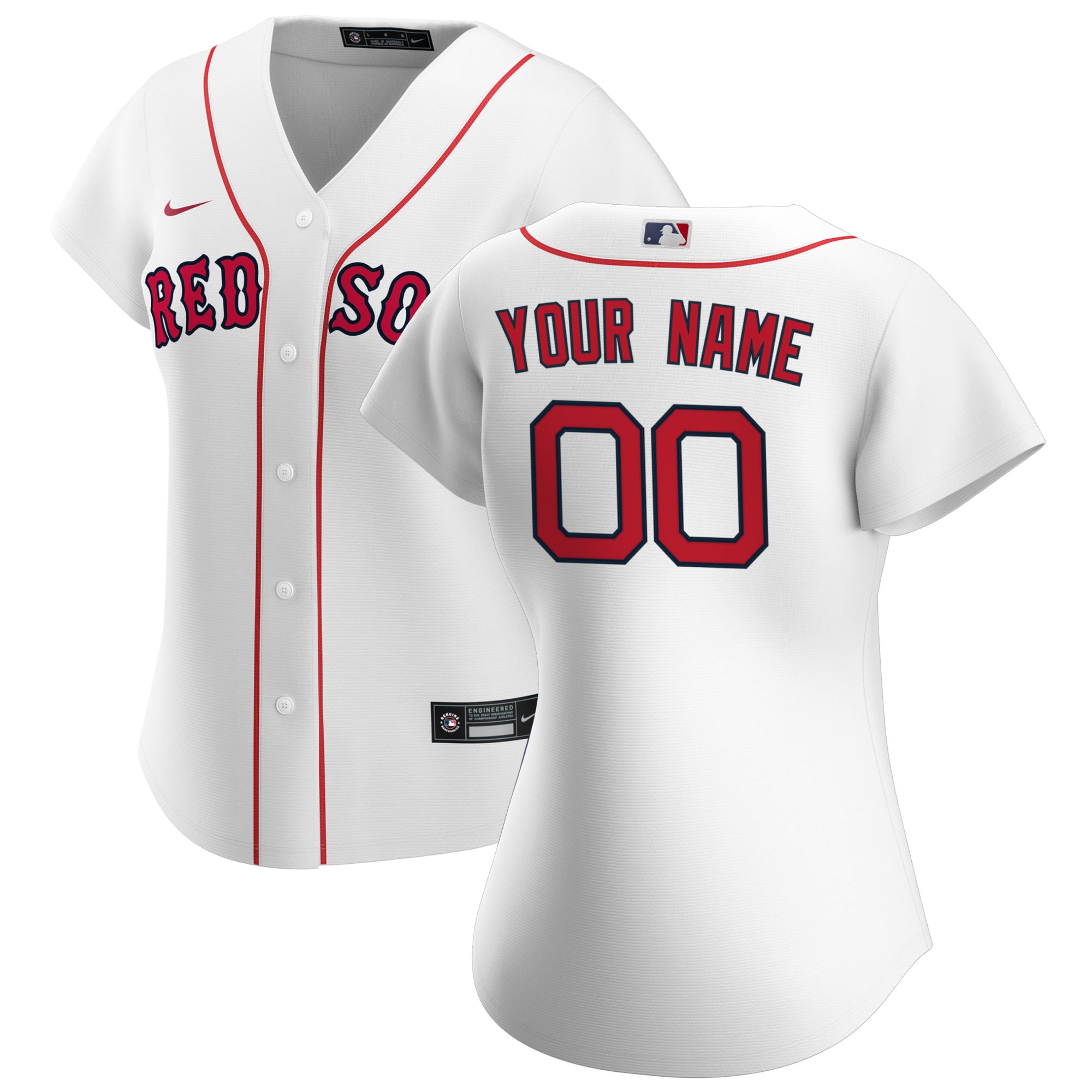 Boston Red Sox Women's Home Custom Jersey - White - Image 2